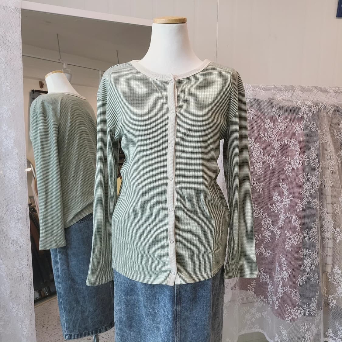 Dearful 스냅버튼 와플 가디건 상품이미지8