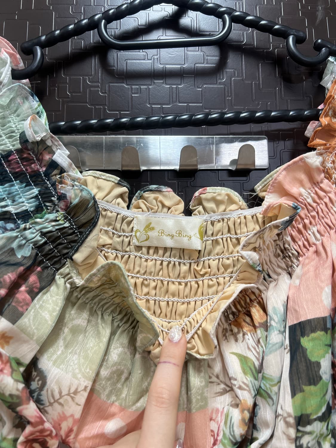 빈티지 벤딩 오프숄더 반팔 원피스 free 상품이미지5