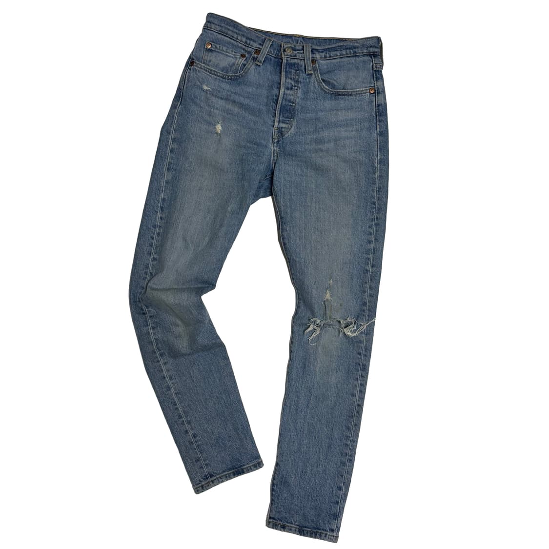 리바이스 501 미디엄 워시드 무릎 대미지 데님 상품이미지1