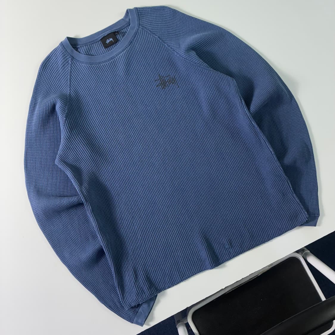 Stussy  스투시 래글런 써멀 블루 롱슬리브 와플니트  상품이미지3