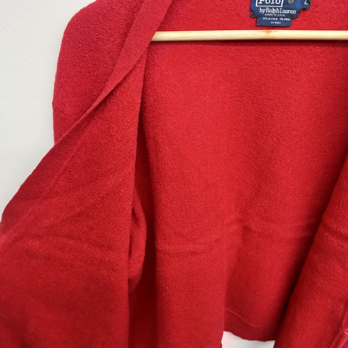 폴로 랄프로렌 브이넥 레드 가디건 L                     상품이미지2