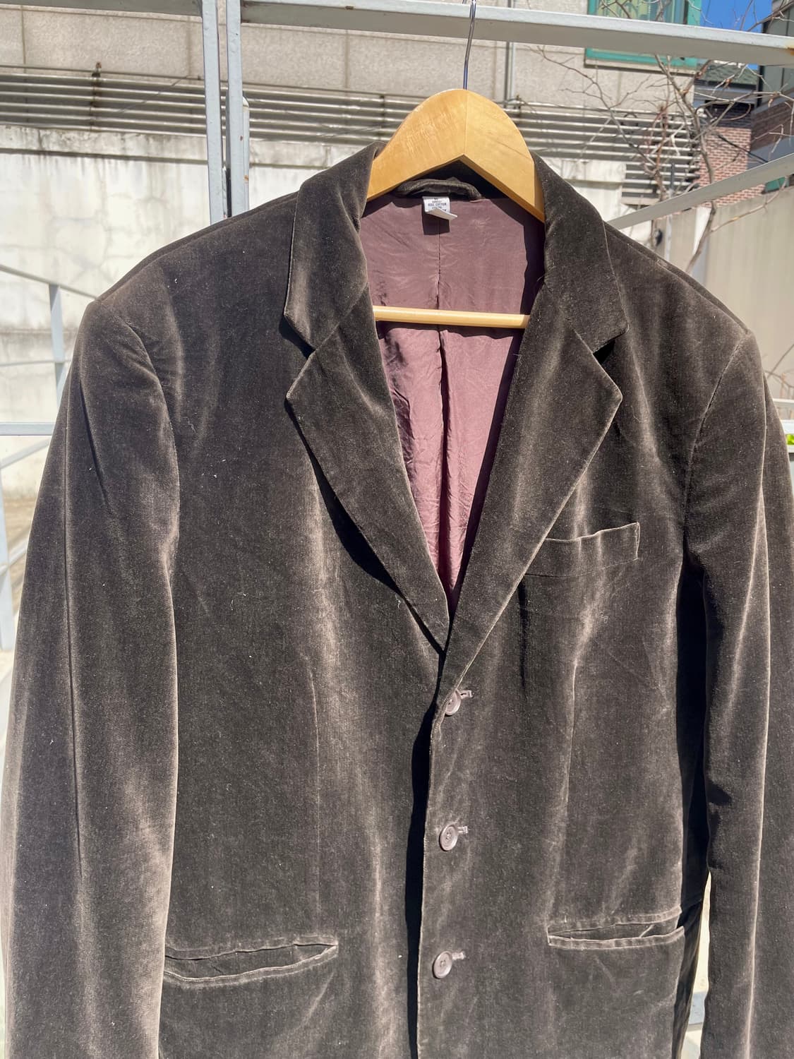 90s 켈빈클라인 다크브라운 벨벳 쓰리버튼 블레이저  상품이미지4