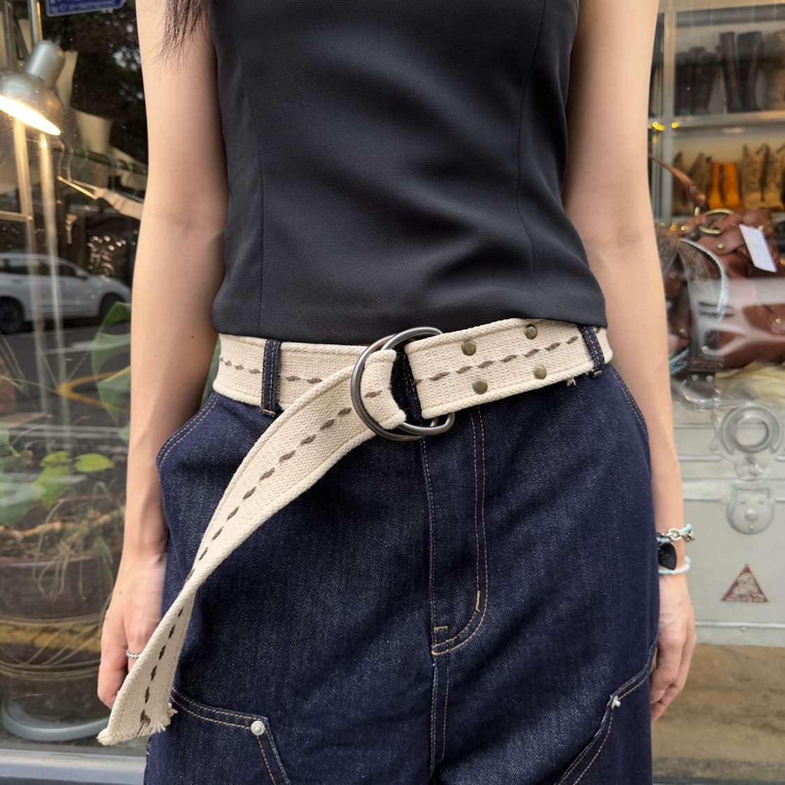 00s 빈티지 캔버스 밀리터리 XL 롱 벨트 상품이미지5