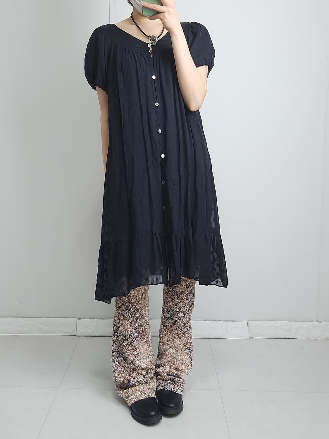 도트 퍼프 롱 블라우스 상품이미지3