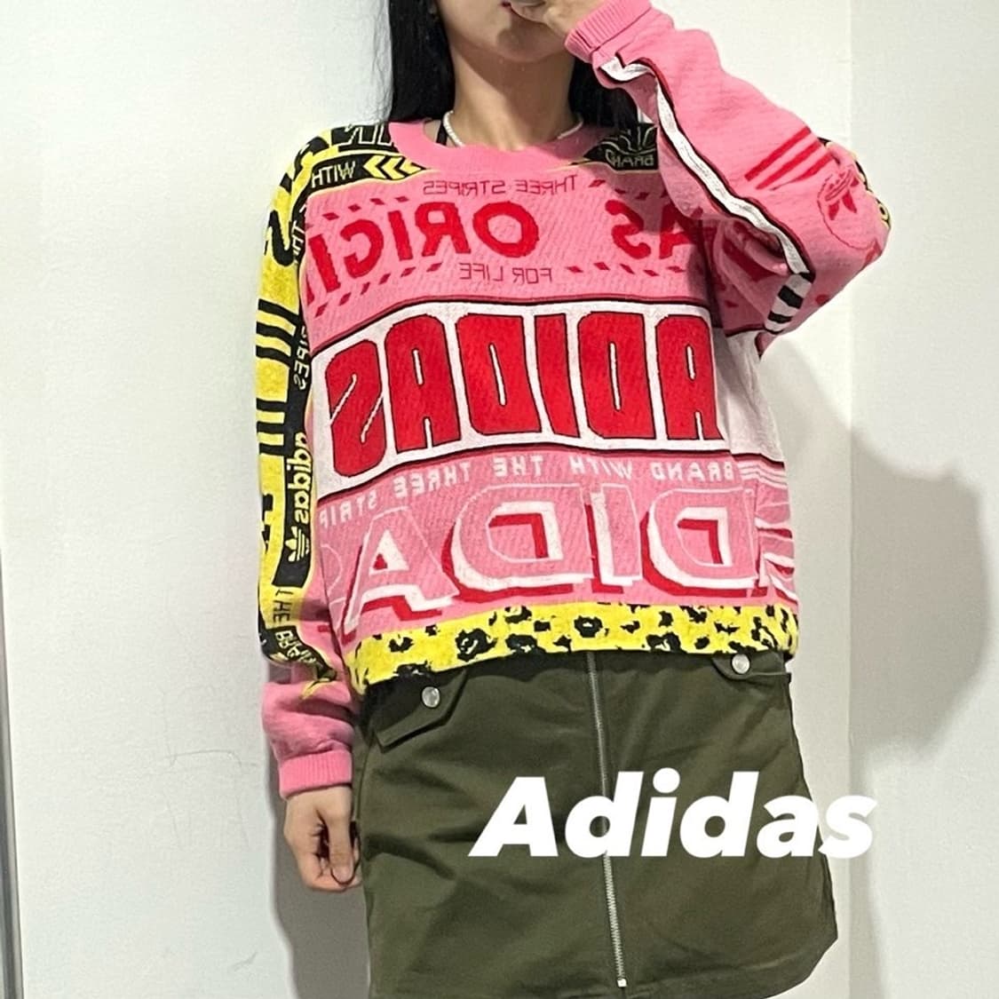아디다스 y2k 빅로고 크롭 니트 상품이미지1