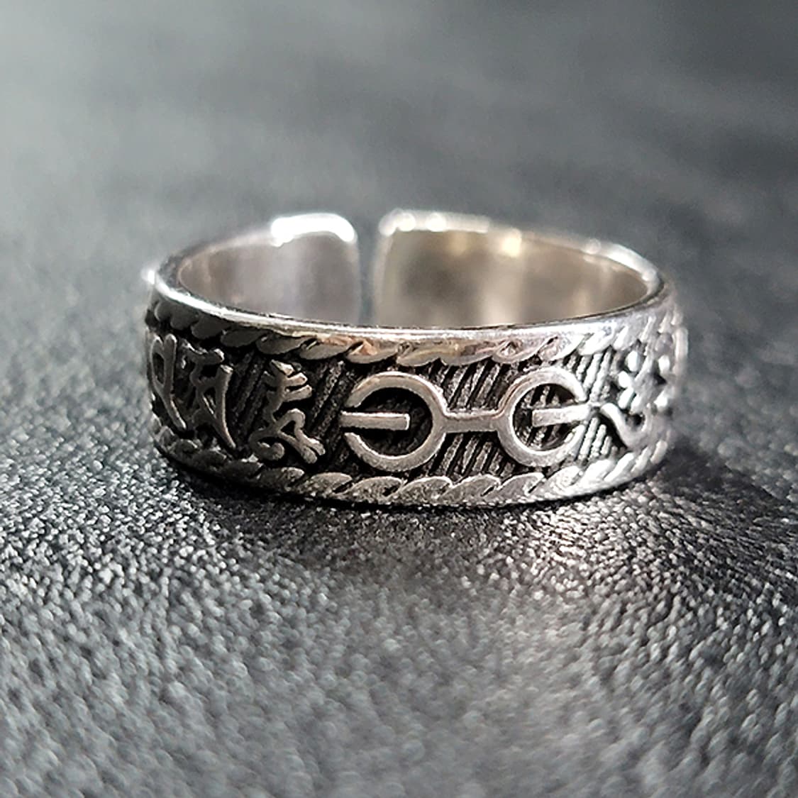 Vajren 실버 남자 엔틱 빈티지 명품 옴마니반메홈 금강저 반지 상품이미지3