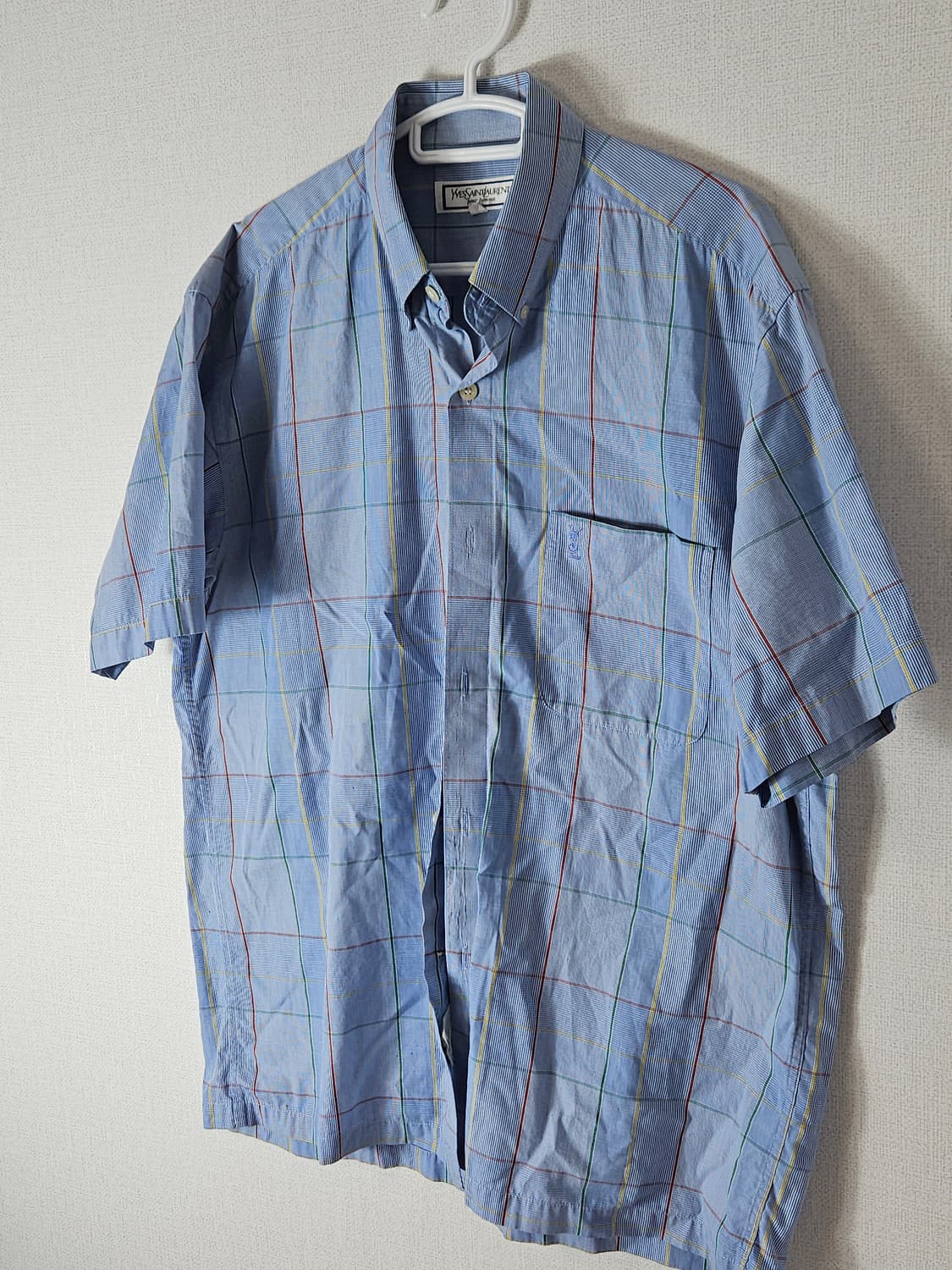 입생로랑 YSL 정품 스카이블루 반팔셔츠 하프 옴므 빈티지 올드스쿨 95 상품이미지4