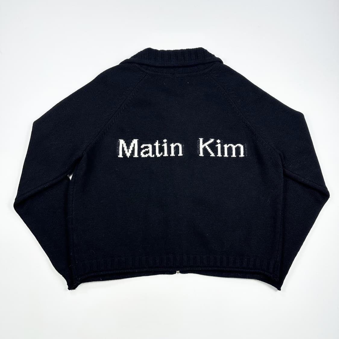 마뗑킴 백로고 미니멀 니트 집업 블랙 여성S 상품이미지3