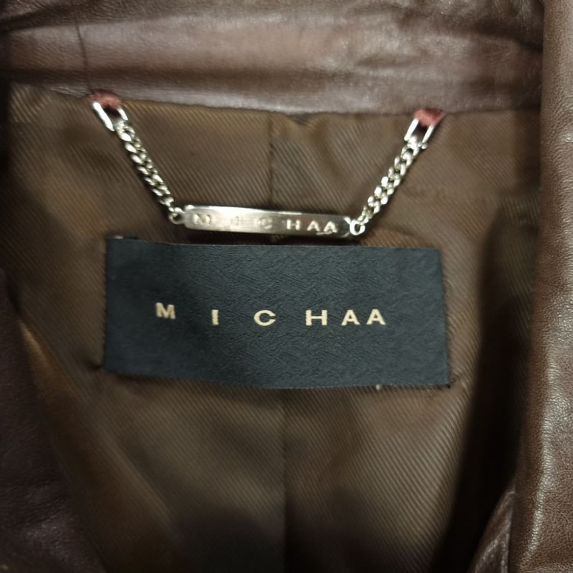 [미샤] 리얼 램스킨 양가죽 더블 사선 레더 자켓 브라운 M19178 상품이미지7