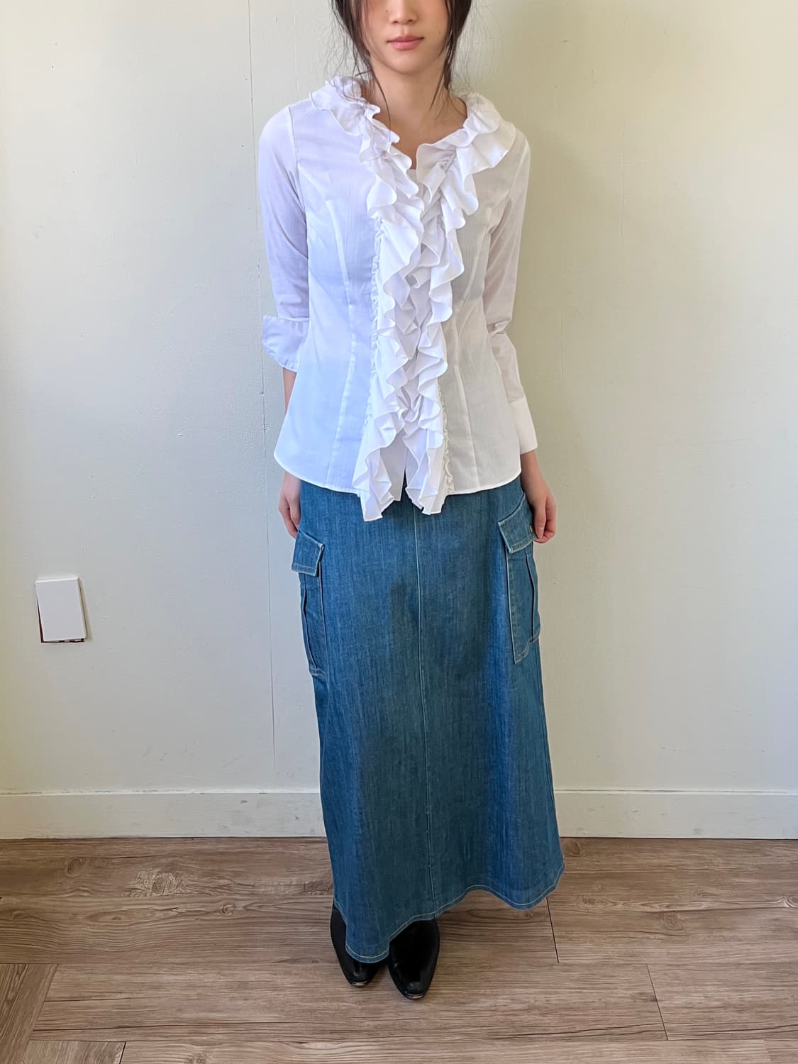 SHIRTS CODE 화이트 프릴 셔츠 상품이미지5