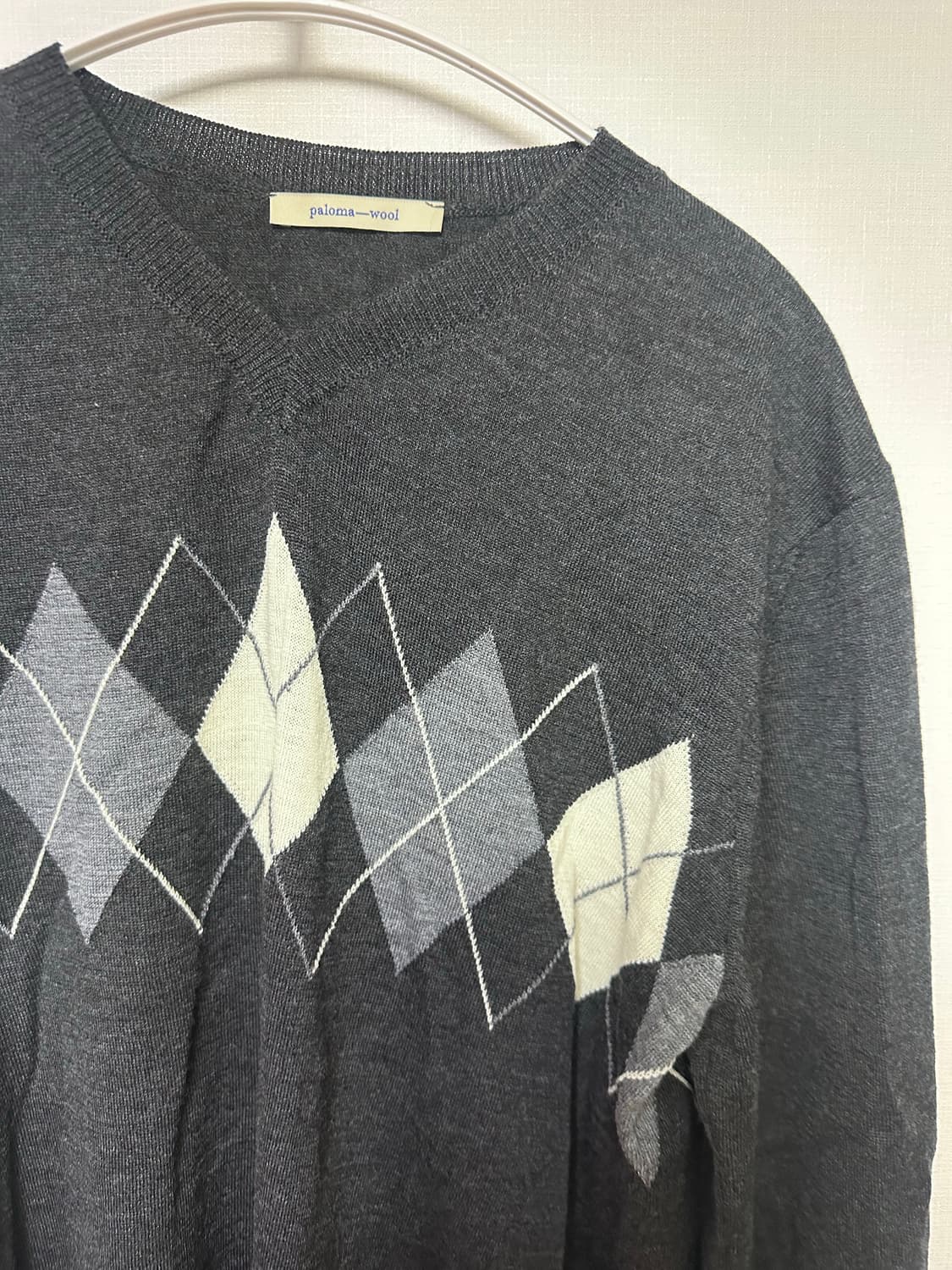 팔로마울 깁스 아가일 v넥 니트 상품이미지2