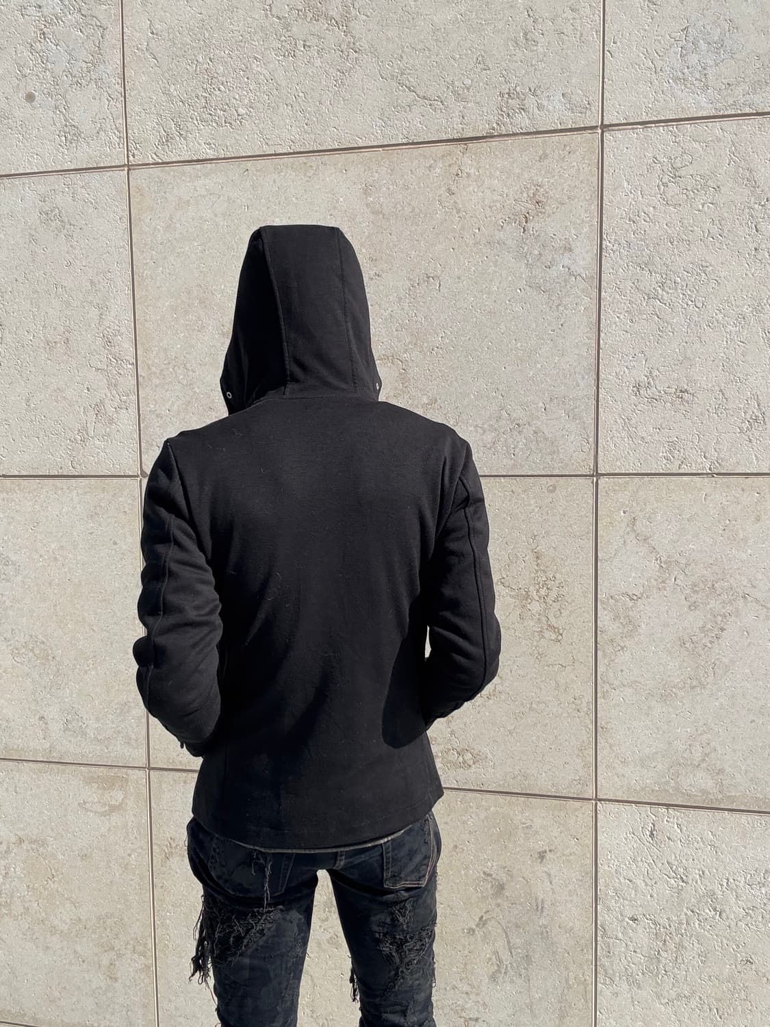 “Vintage”Minimal Design Black Hoodie Zip 상품이미지2