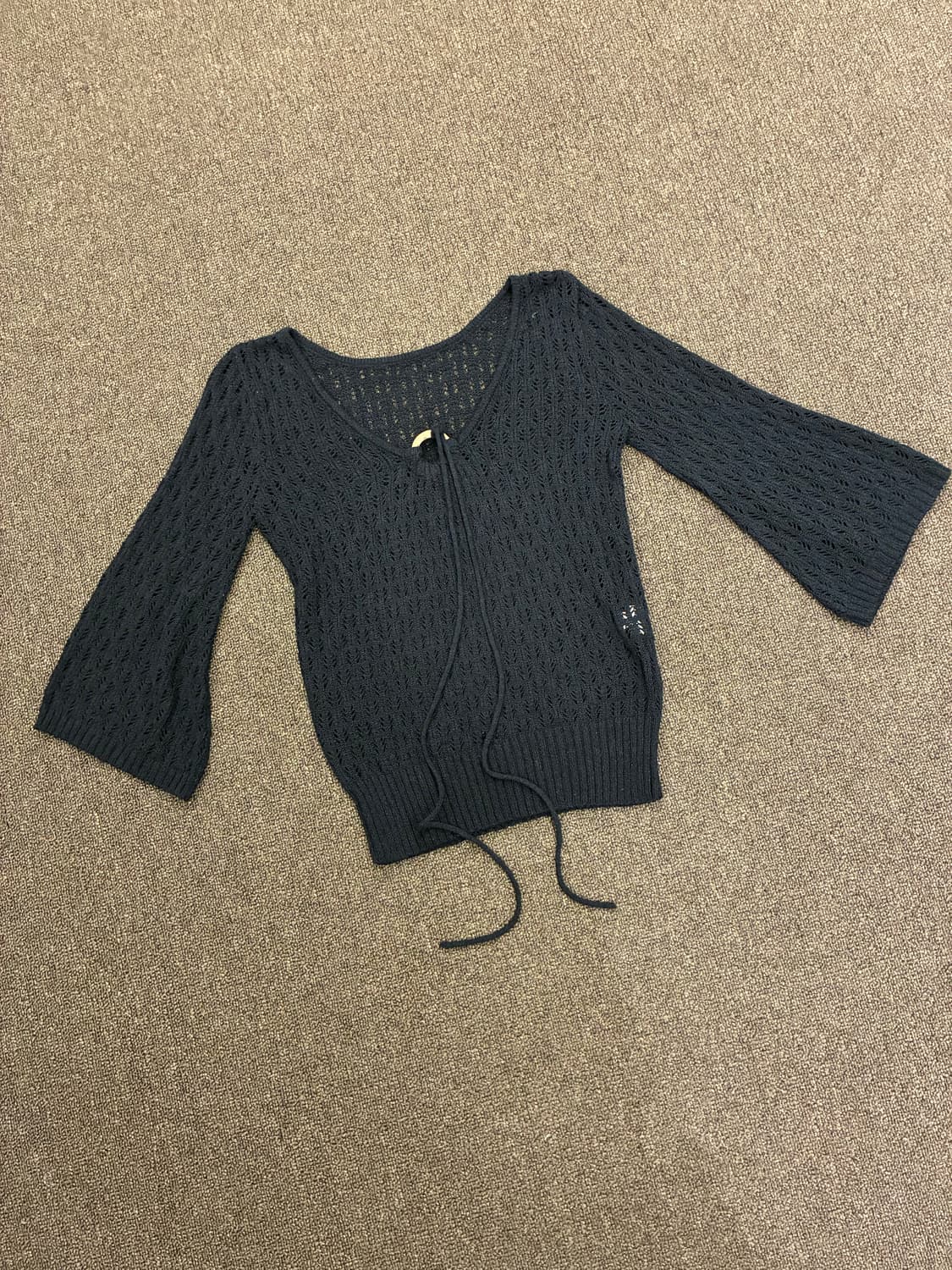 M)Japanese vintage 여성 우드링 디테일 펀칭 니트 상품이미지2