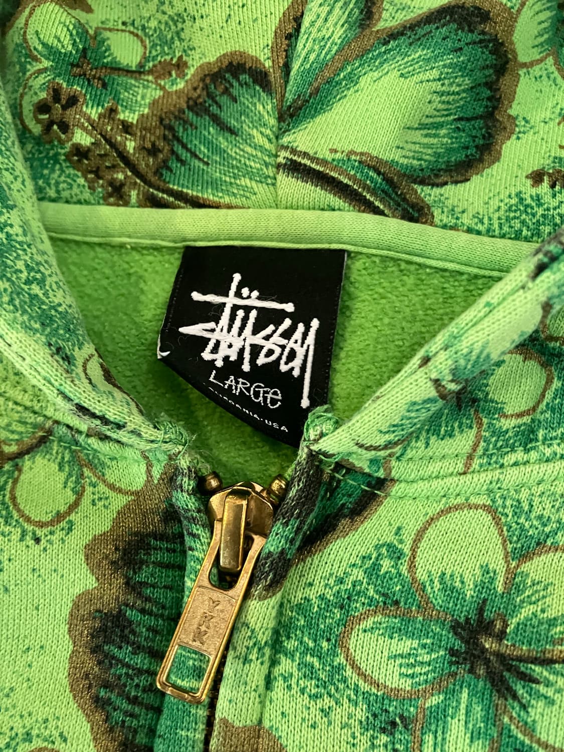 14ss 스투시 아카이브 플라워 후드집업 그린 상품이미지6