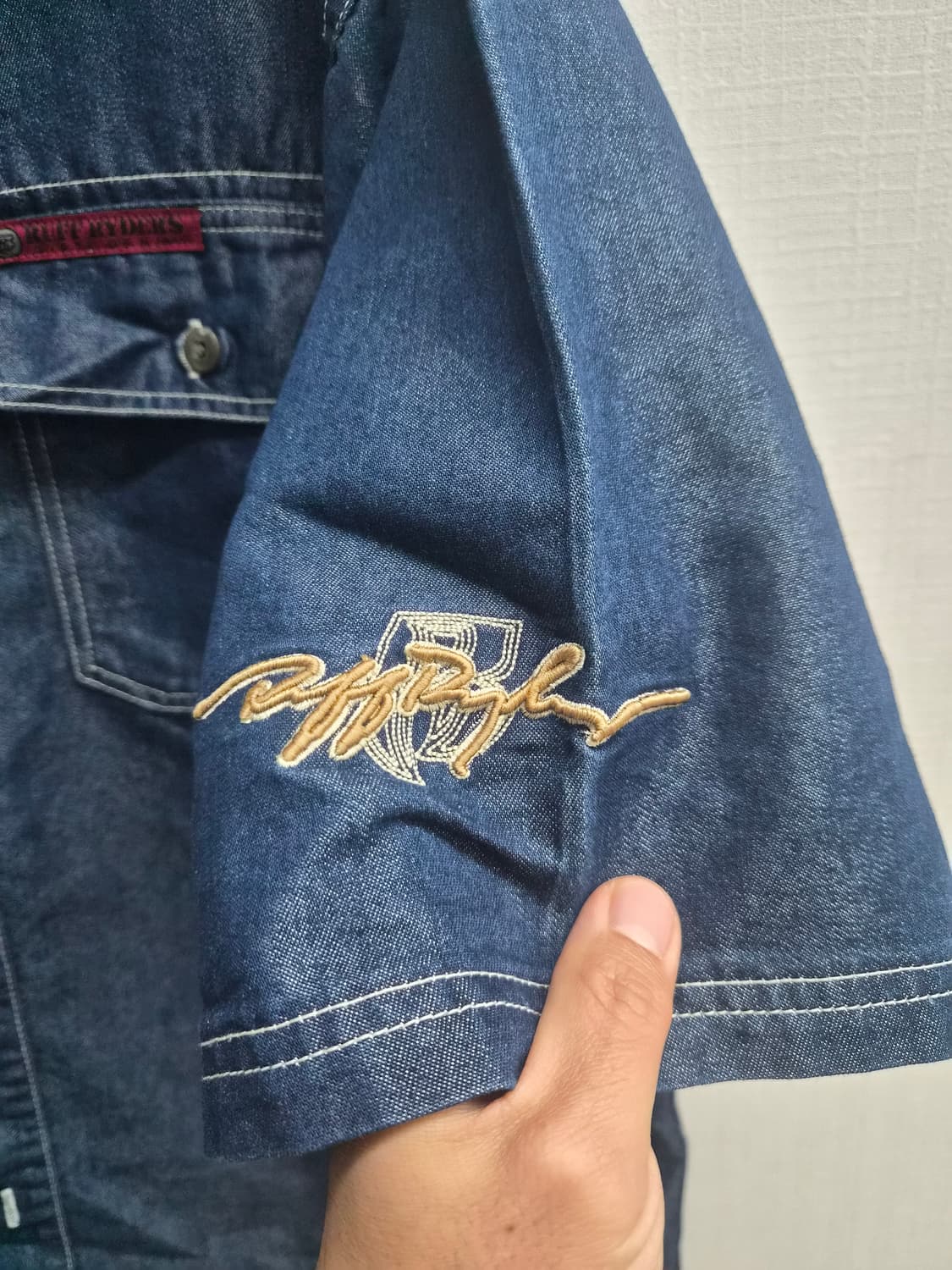 L/115) RUFF RIDERS 90's 힙합 데님 셔츠 팝니다 상품이미지3