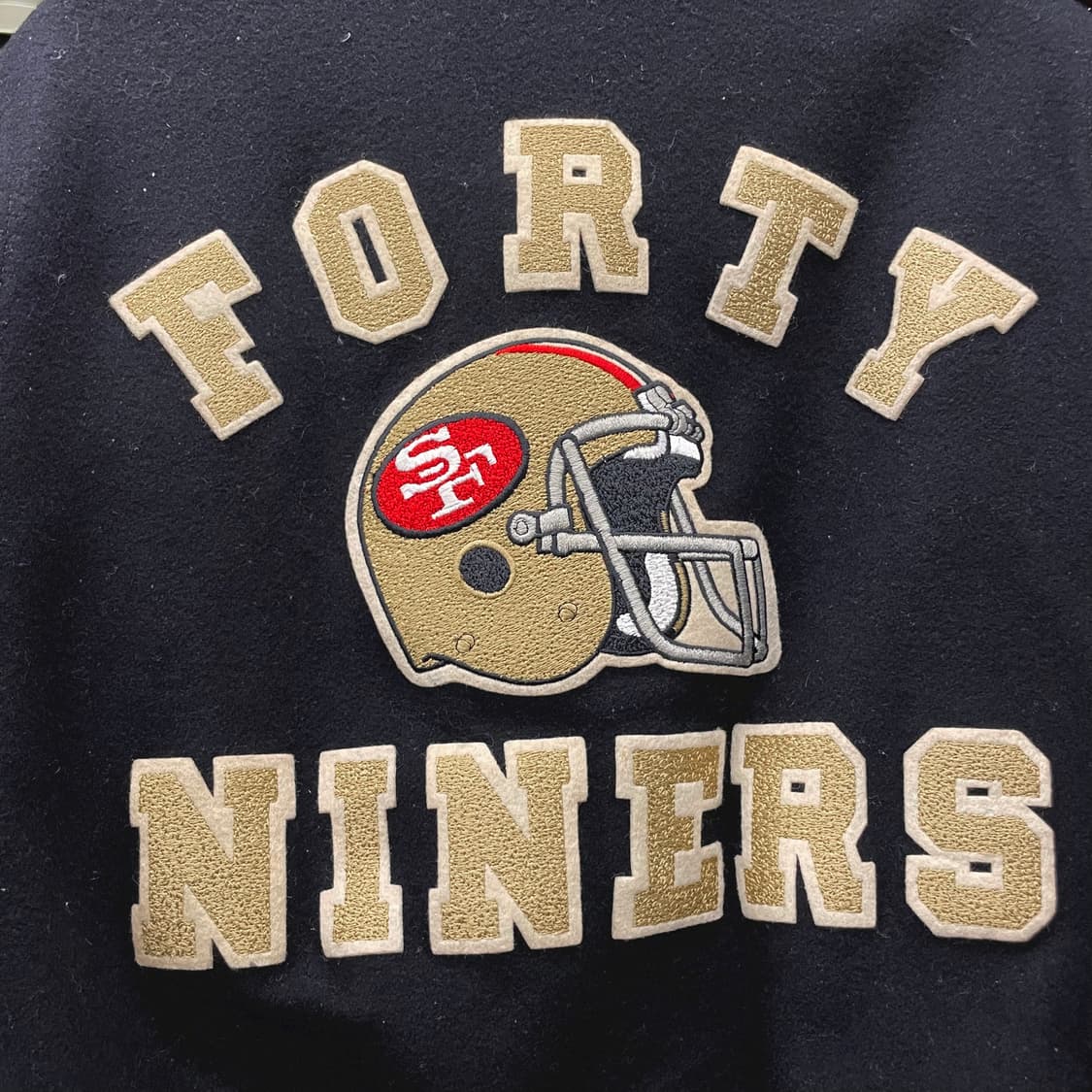 80s NFL 포티 나이너스 레더 암 바시티 자켓 상품이미지5