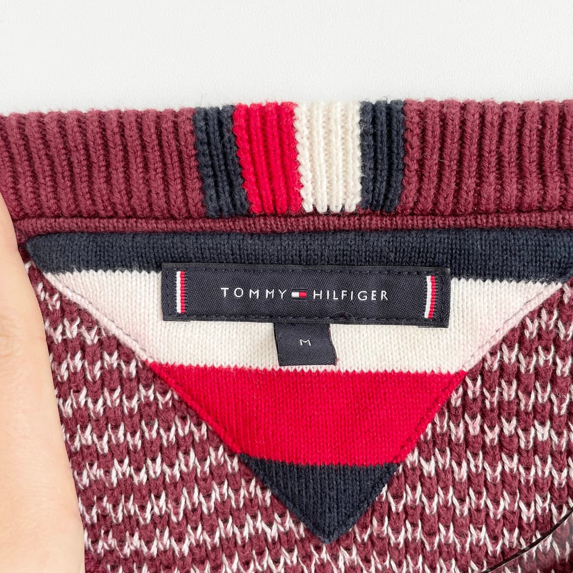 F2 타미힐피거 코튼 허니콤 크루넥 스웨터 M사이즈 상품이미지4