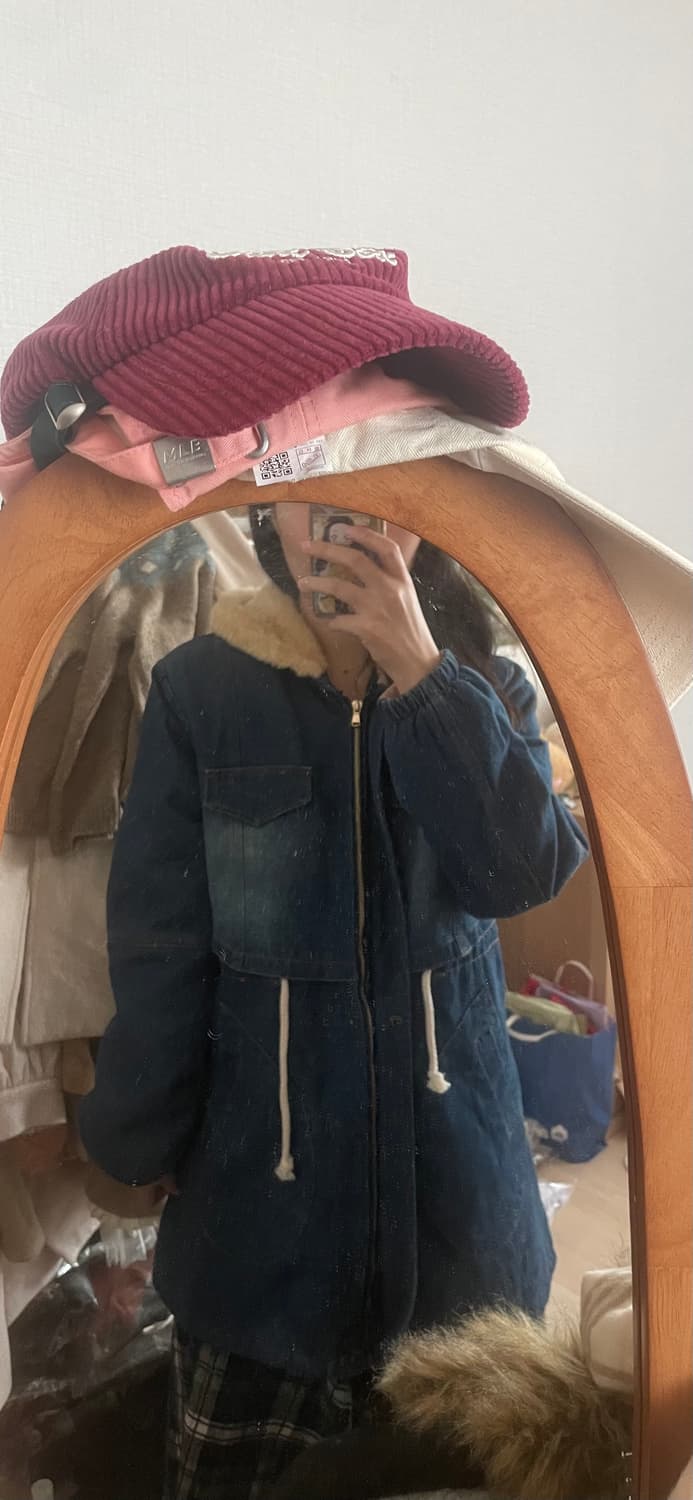 모리걸 빈티지 데님 양털 후드 자켓 💙💛 상품이미지5
