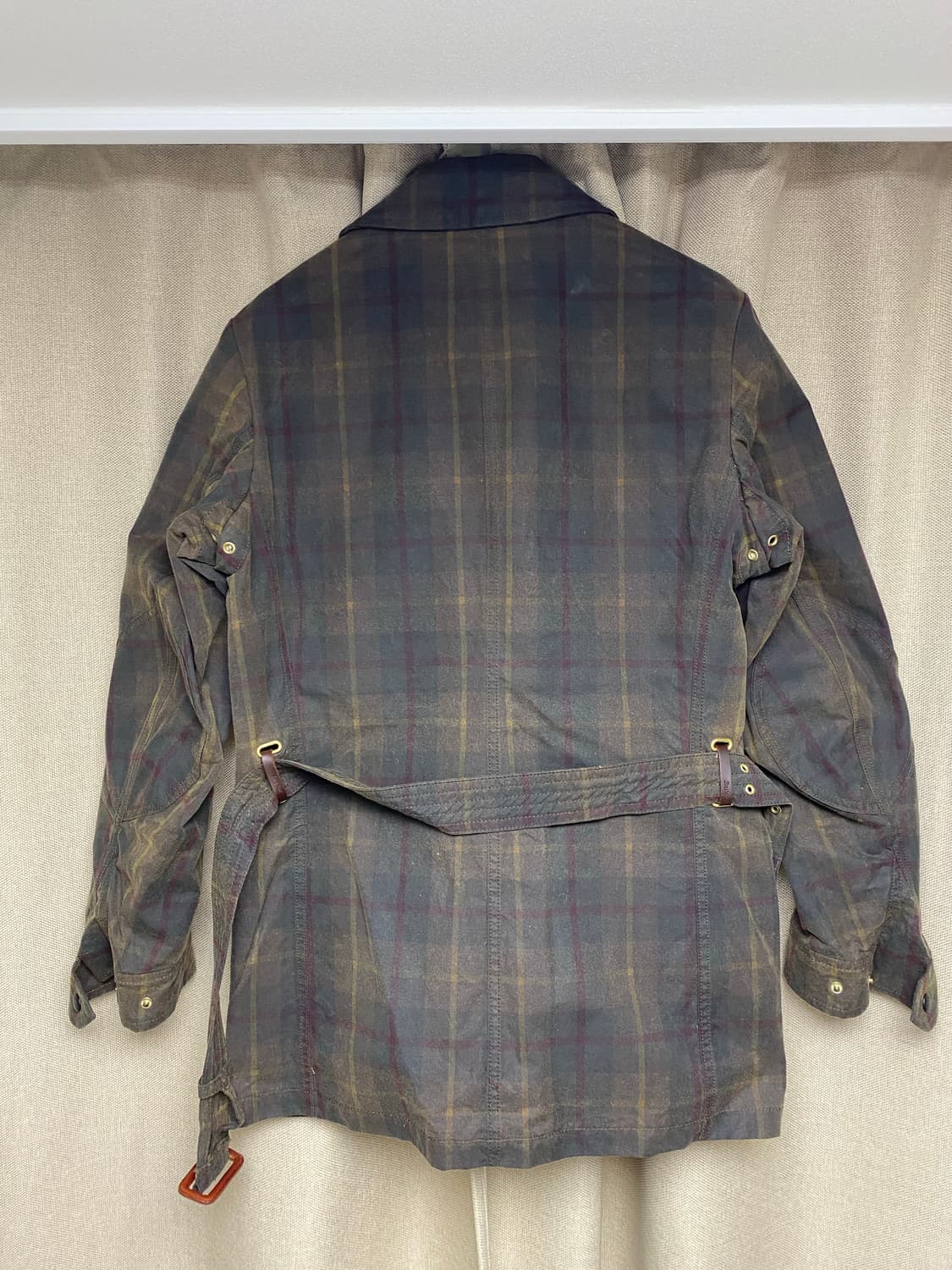 [S] 바스통 왁스 자켓 브라운 체크 상품이미지2