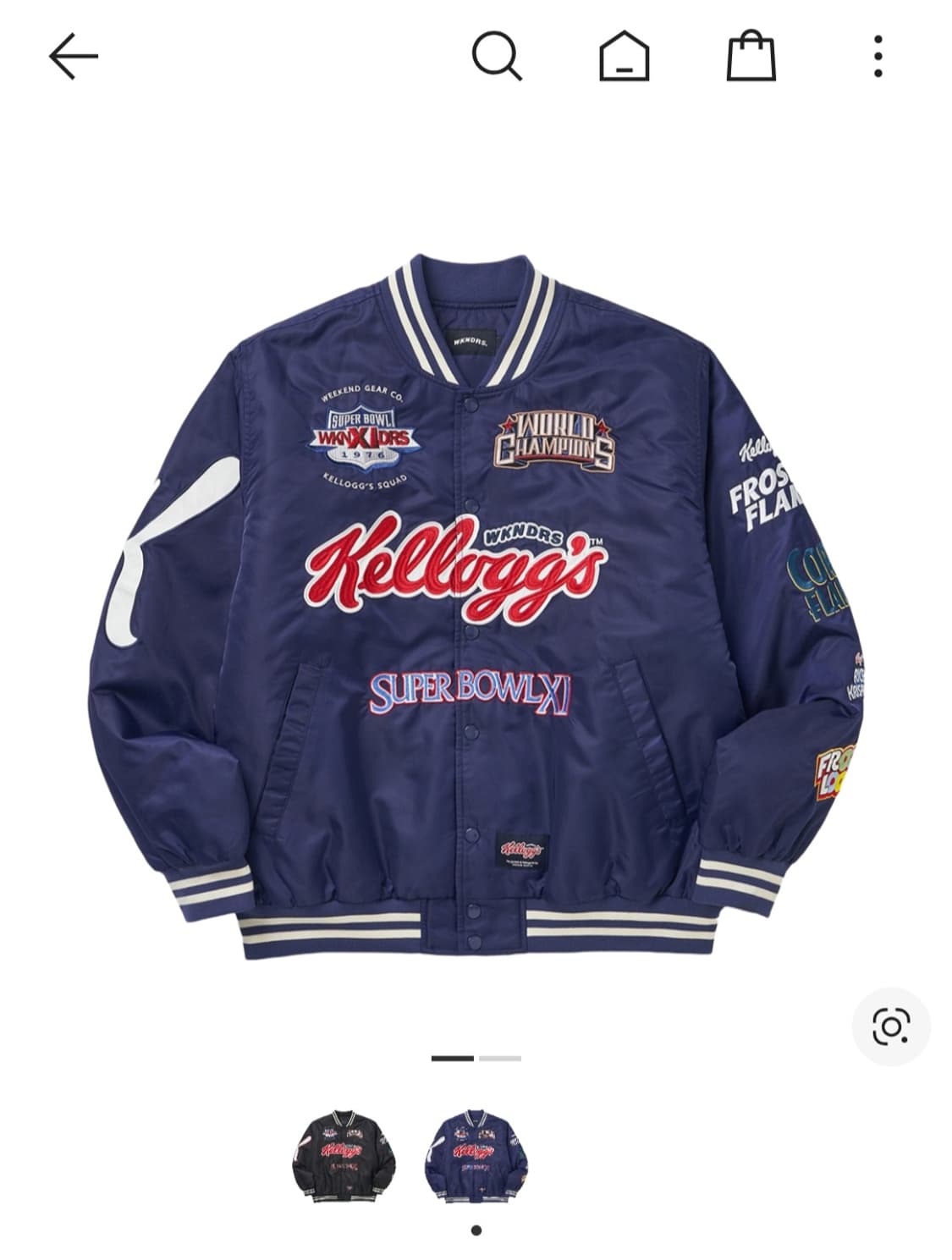 (L) 위캔더스 x 켈로그 H.O.F 자켓 블루 바시티  상품이미지1