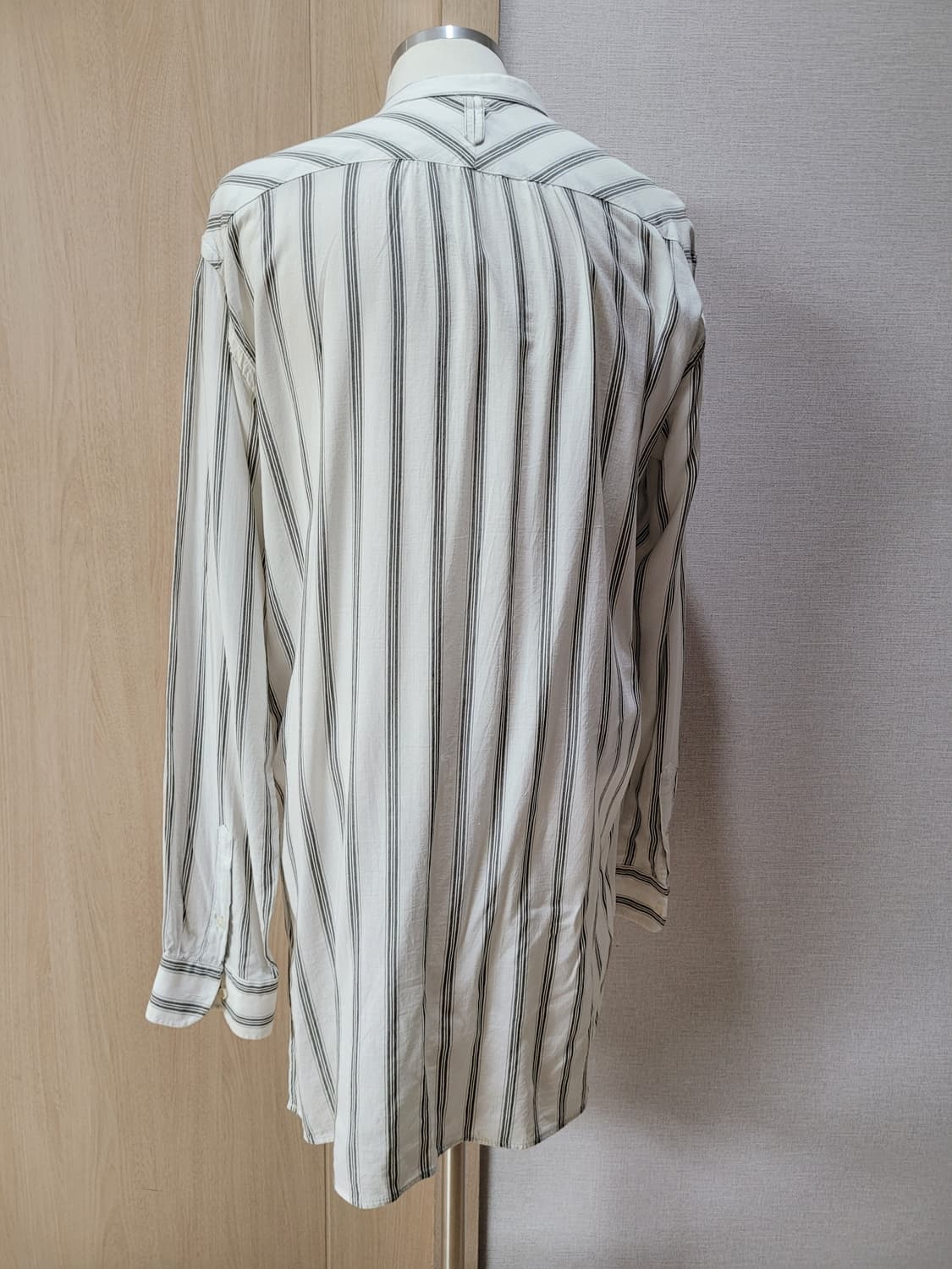 자라 ZARA 남자 스트라이프 헨리넥 풀오버 셔츠 110 화이트 상품이미지6