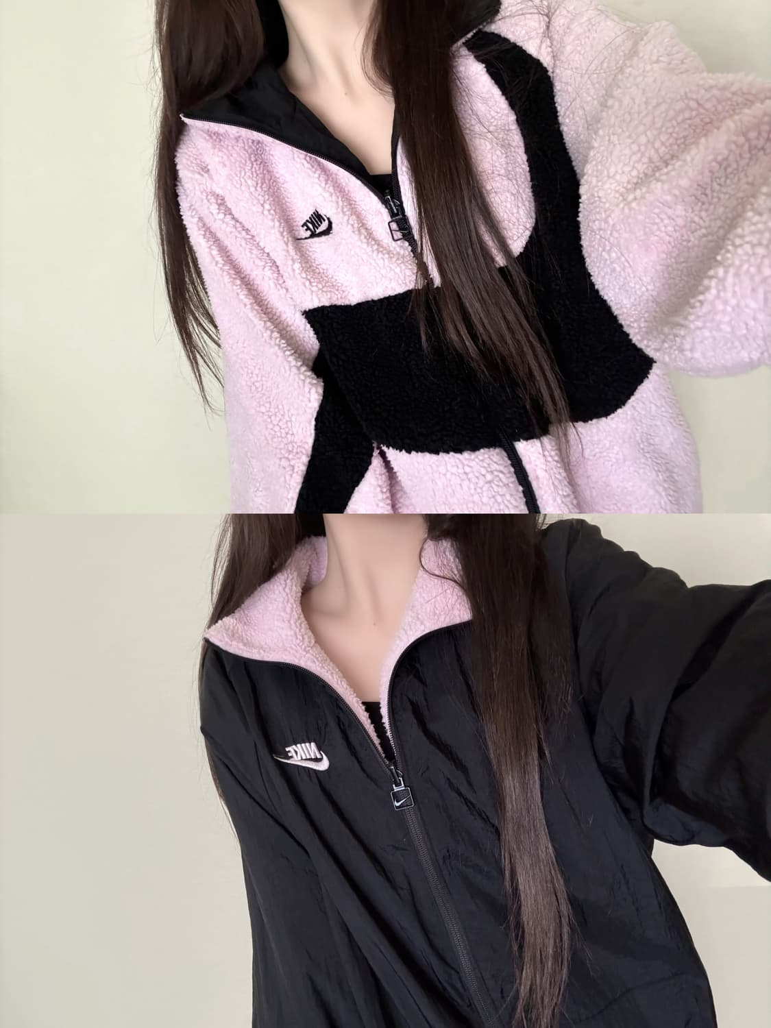 나이키 블랙핑크 핑검 리버시블 투웨이 후리스 뽀글이 상품이미지3