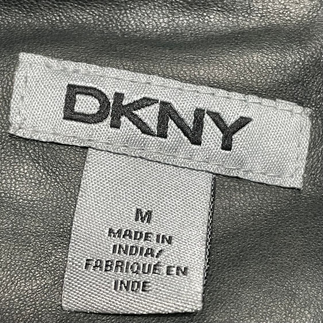 [M] DKNT 빈티지 블랙 레더 라이더 자켓 양가죽 상품이미지2