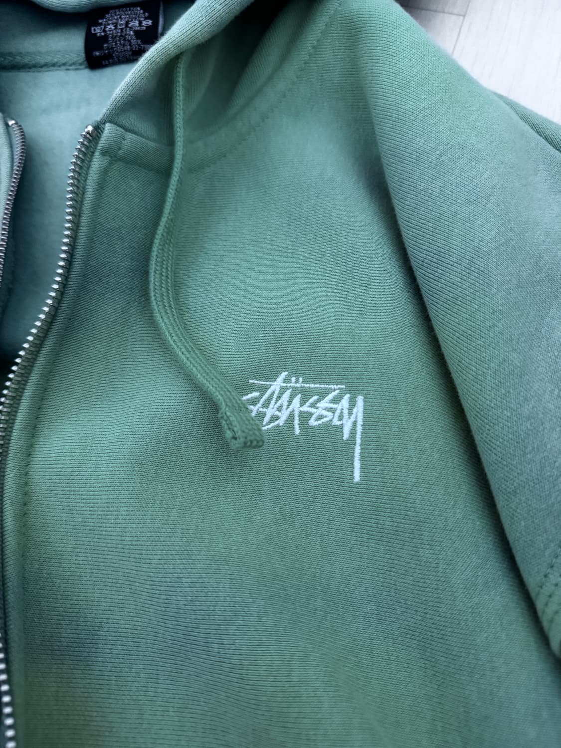 스투시 스탁 로고 후드집업 워시드 제피르 그린 상품이미지3