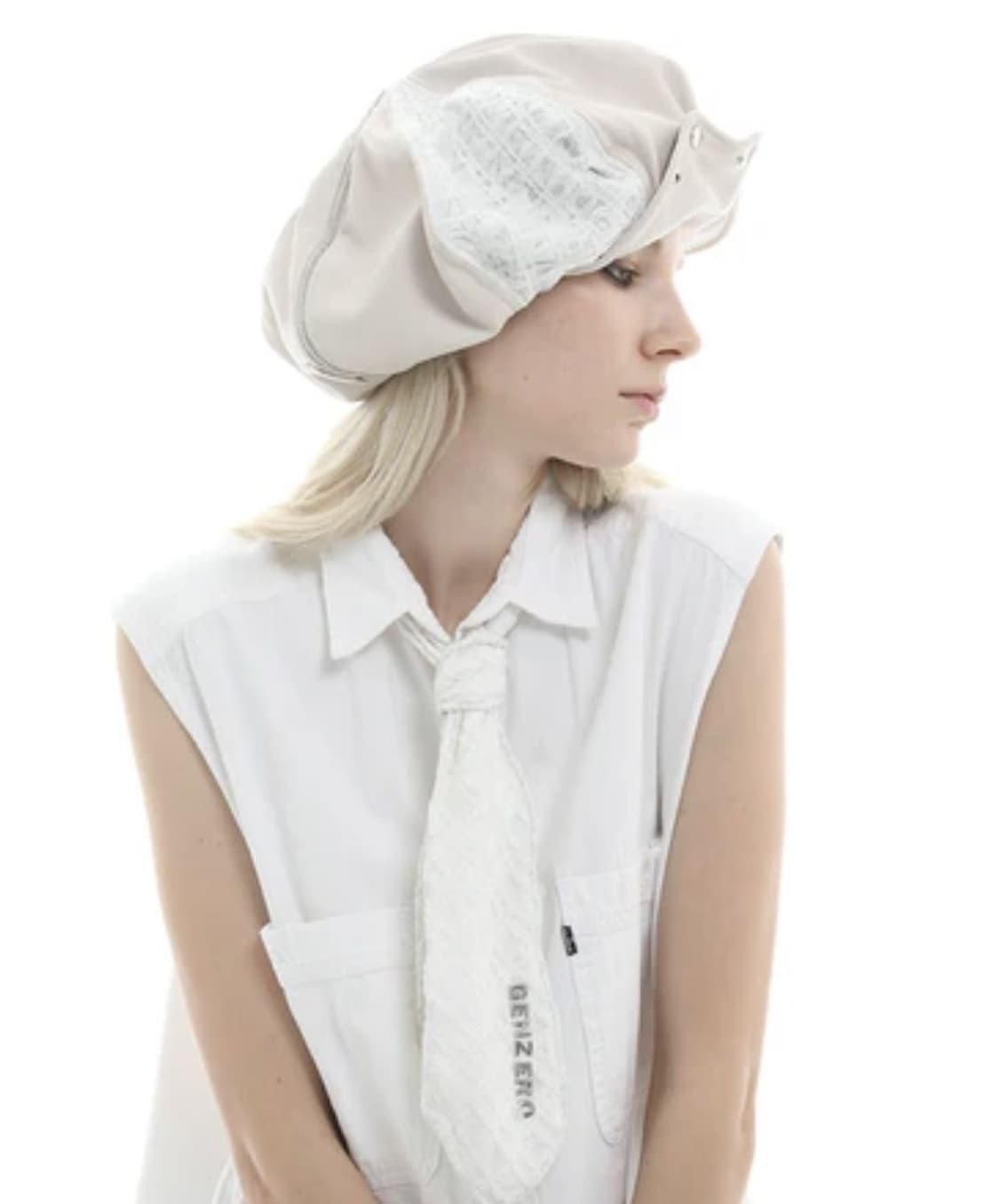 Genzero Spliced zipper tie cloud 베레모 상품이미지2