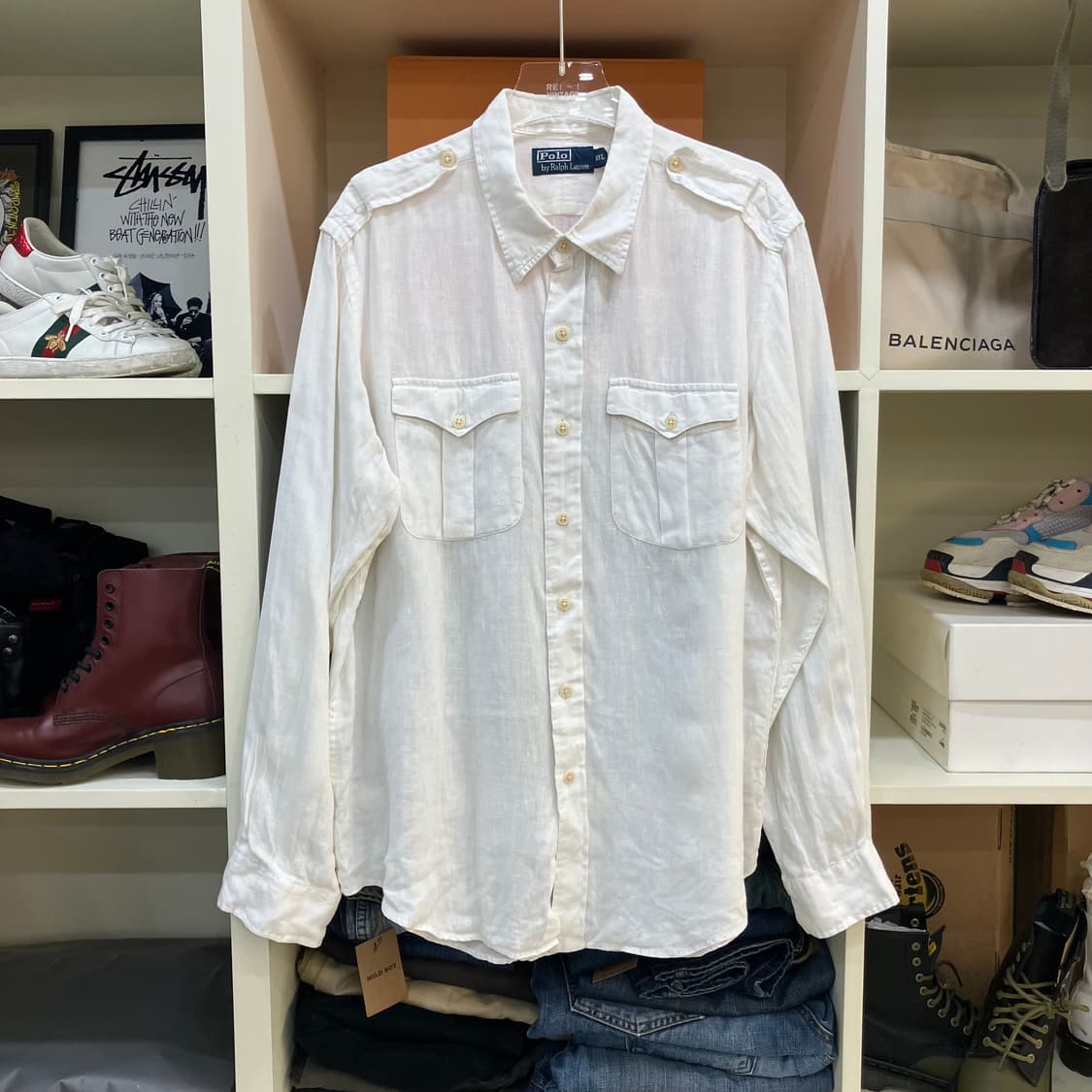 폴로 랄프로렌 화이트 마 셔츠 XXL 상품이미지1