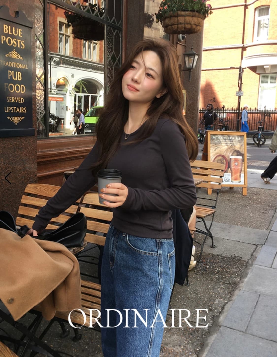 [새상품] 가내스라 보우 골지 티셔츠 차콜 상품이미지1