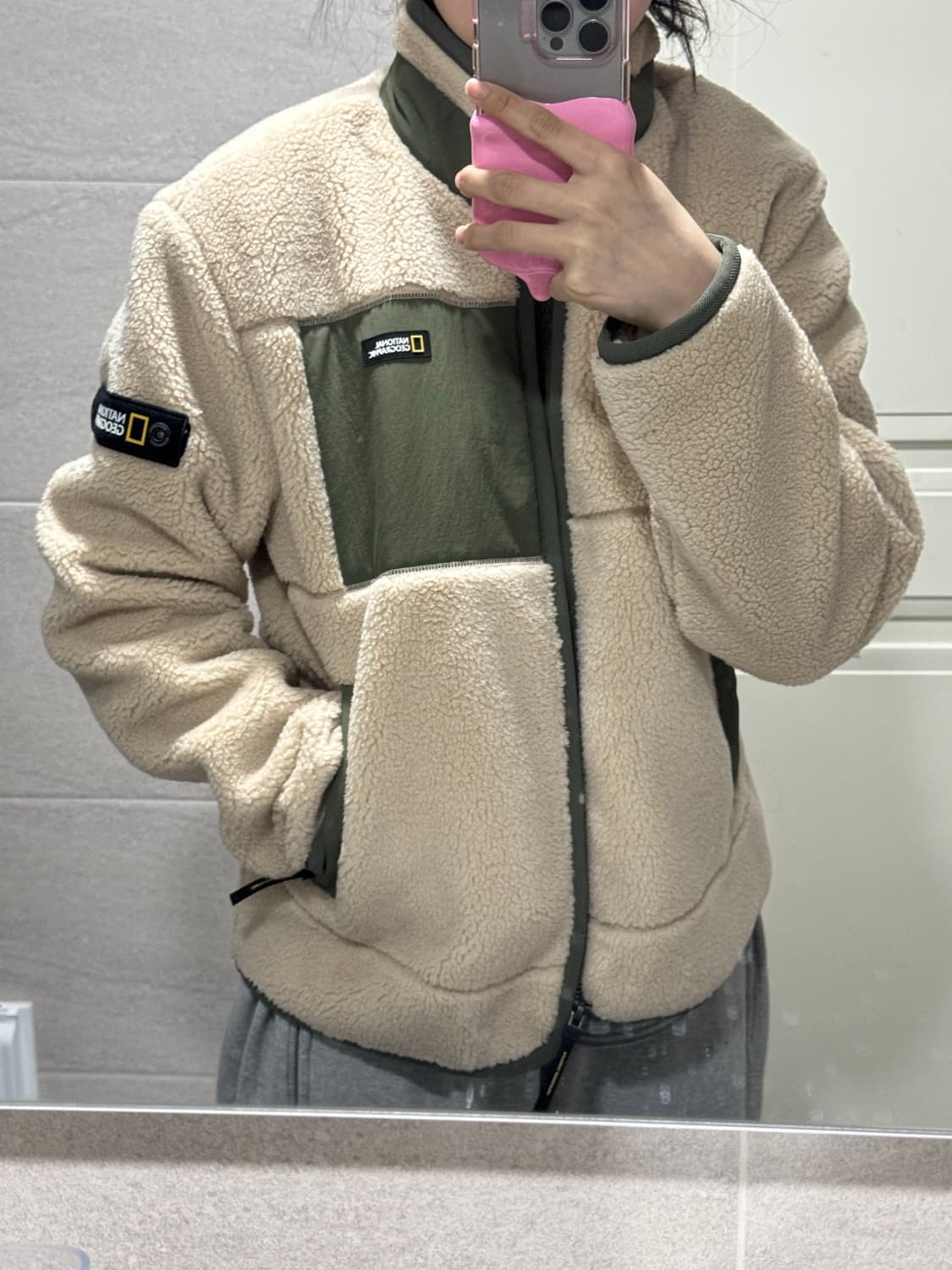 (새상품) 내셔널지오그래픽 플리스 집업 베이지 S 상품이미지1