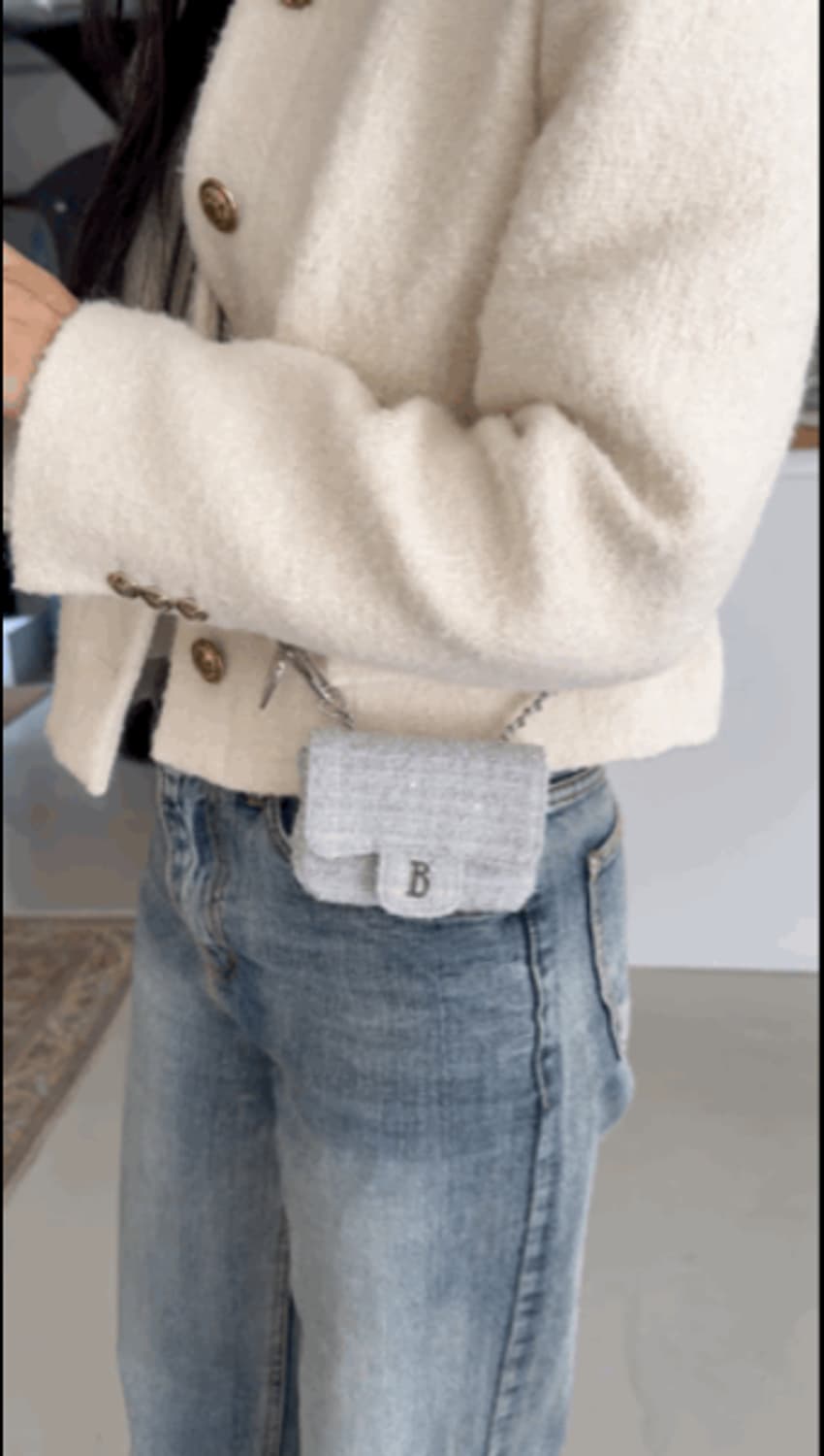 더바넷 Tweed Chain Belt Mini Bag_mint 상품이미지1