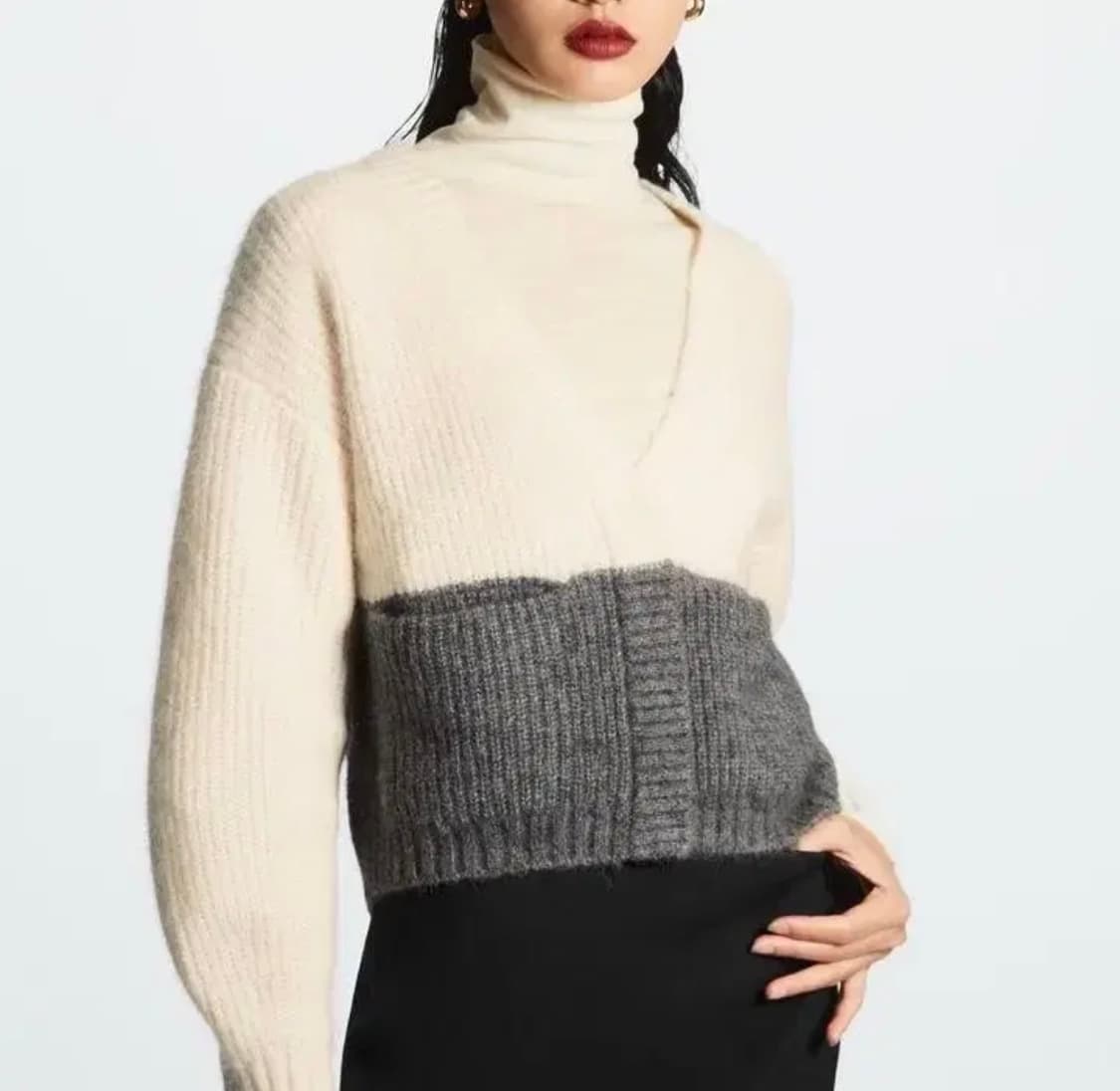 COS 코스 레귤러핏 컬러블록 가디건 S 상품이미지1