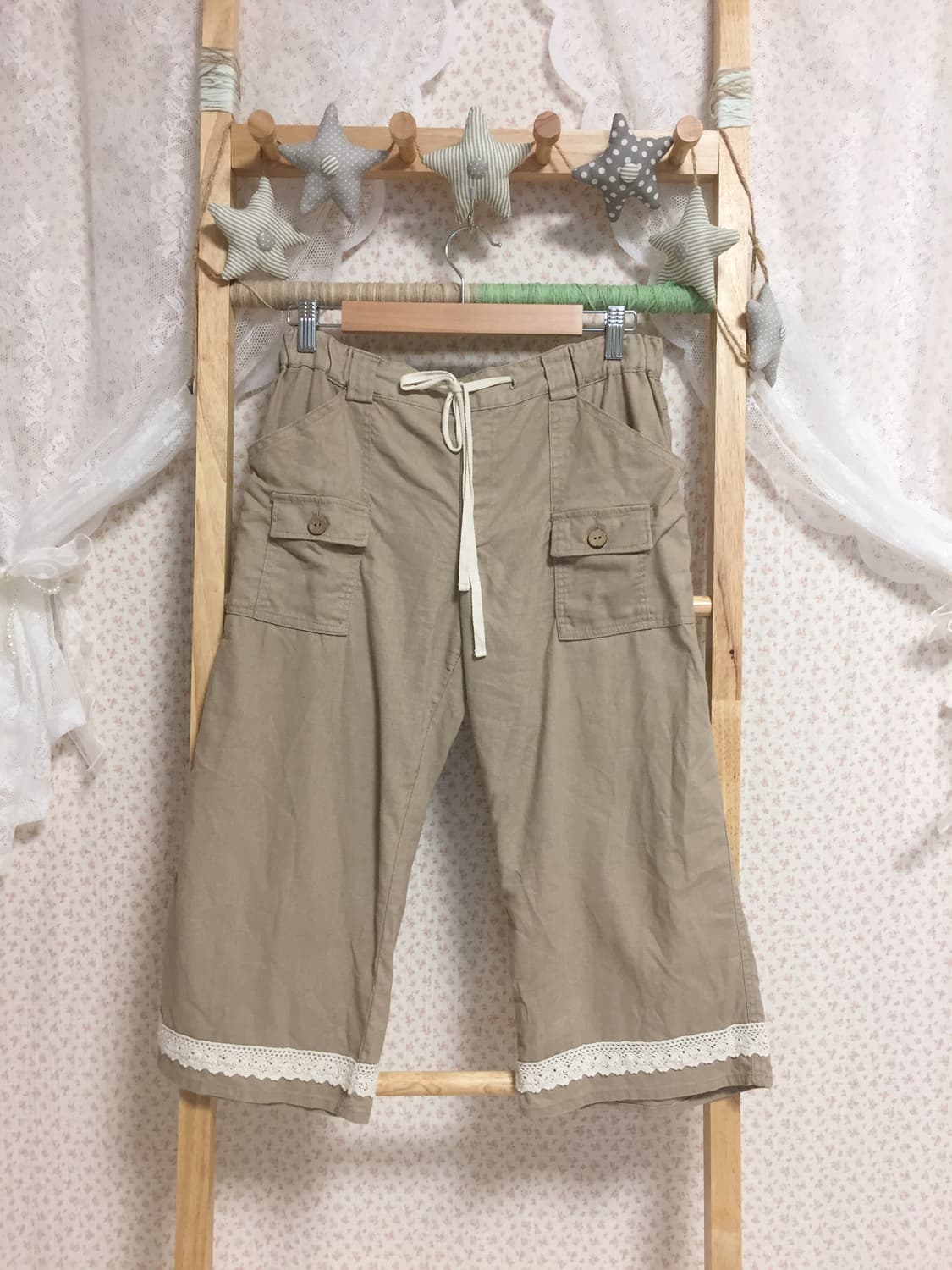 빈티지 베이지 레이스 팬츠 상품이미지1