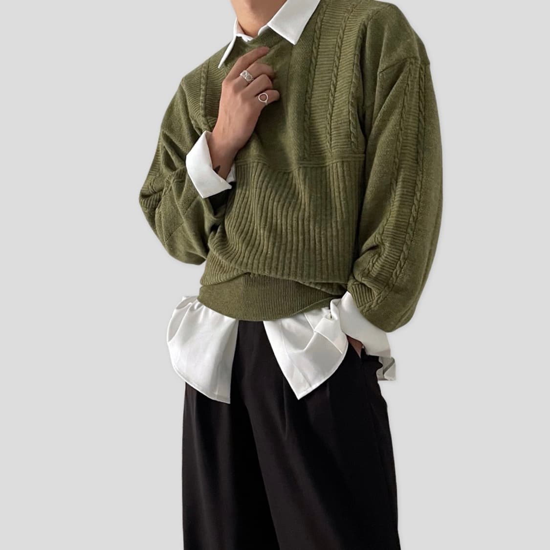 (Dior)크리스찬 디올 카키 케이블 스웨터 상품이미지1