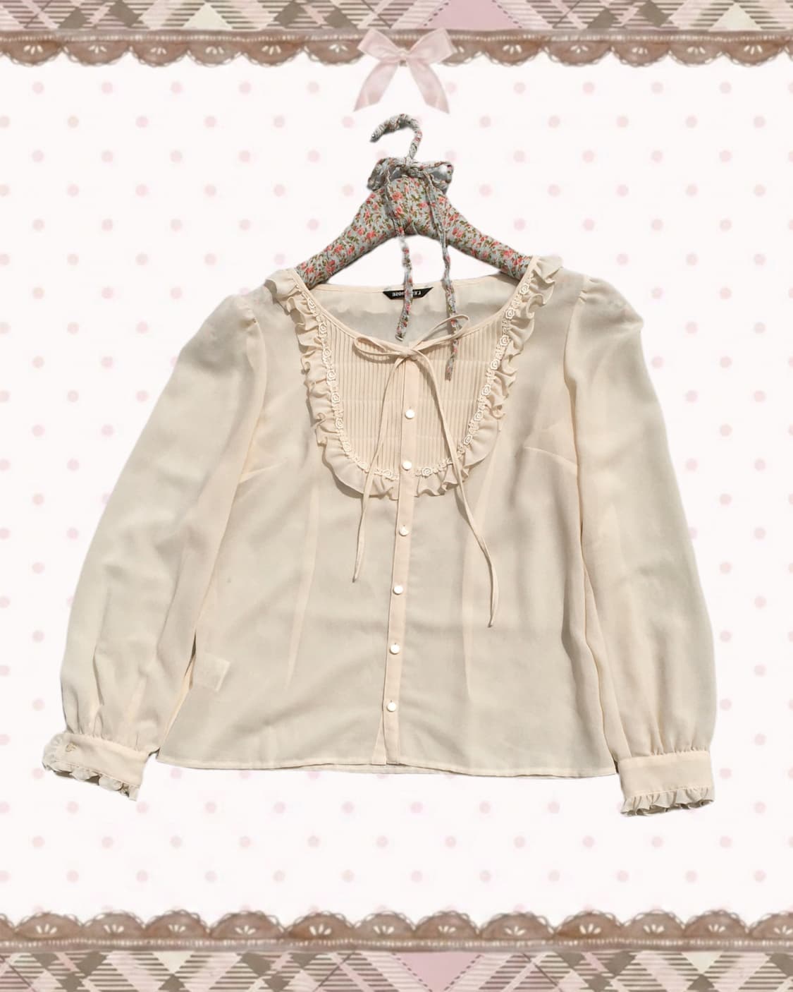 레스트로즈 로즈 리본 러플 블라우스 상품이미지1