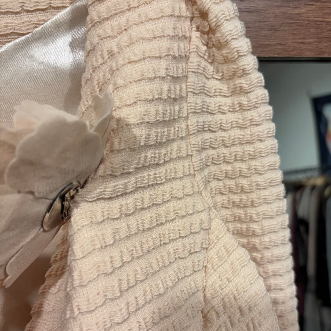 베이지 갸루 로판 플라워 코사지 리본 숏 볼레로 자켓 상품이미지7