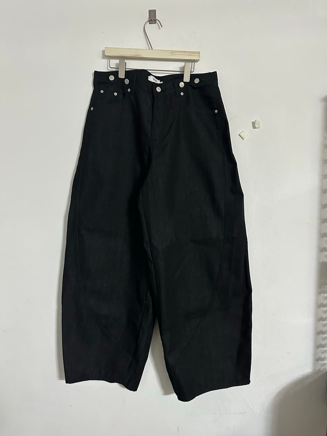 면 와이드 벌룬핏 커브 팬츠 M, L 블랙 새상품 상품이미지2