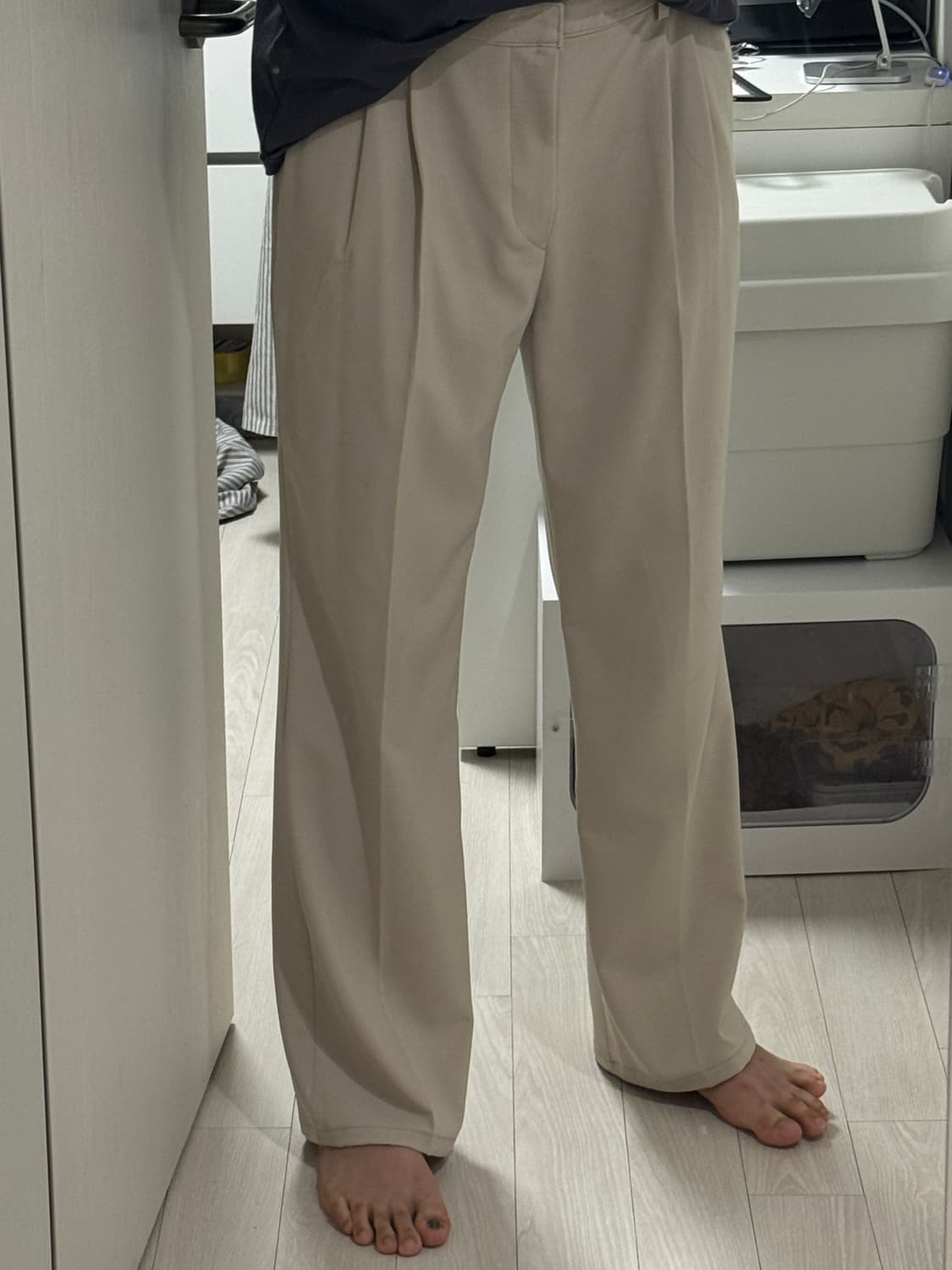 보세 와이드 슬렉스 바지 팬츠 아이보리 XL 상품이미지1