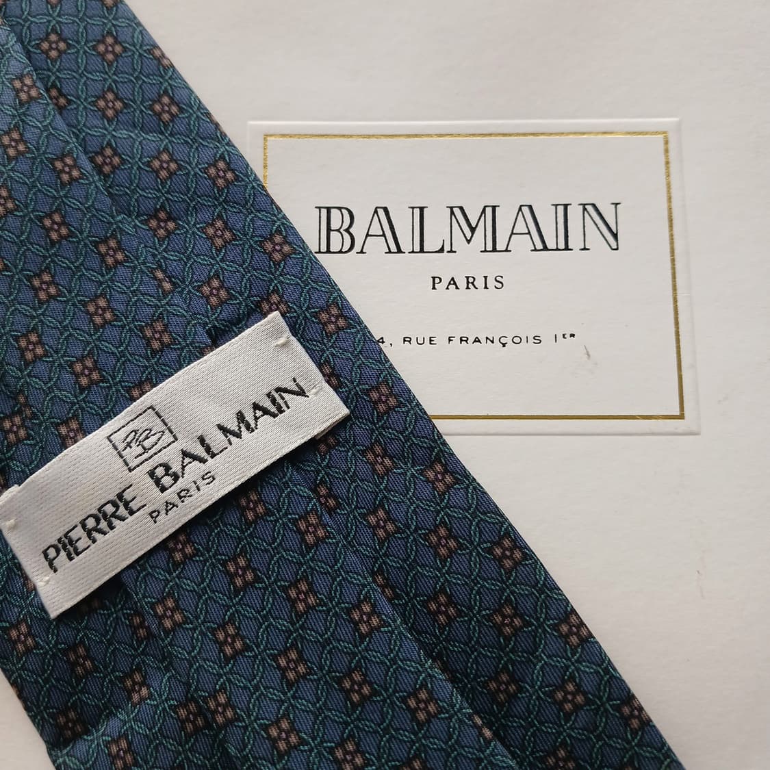 피에르 발망 실크 블루 자카드 넥타이 9.2cm B등급 A18660 상품이미지4