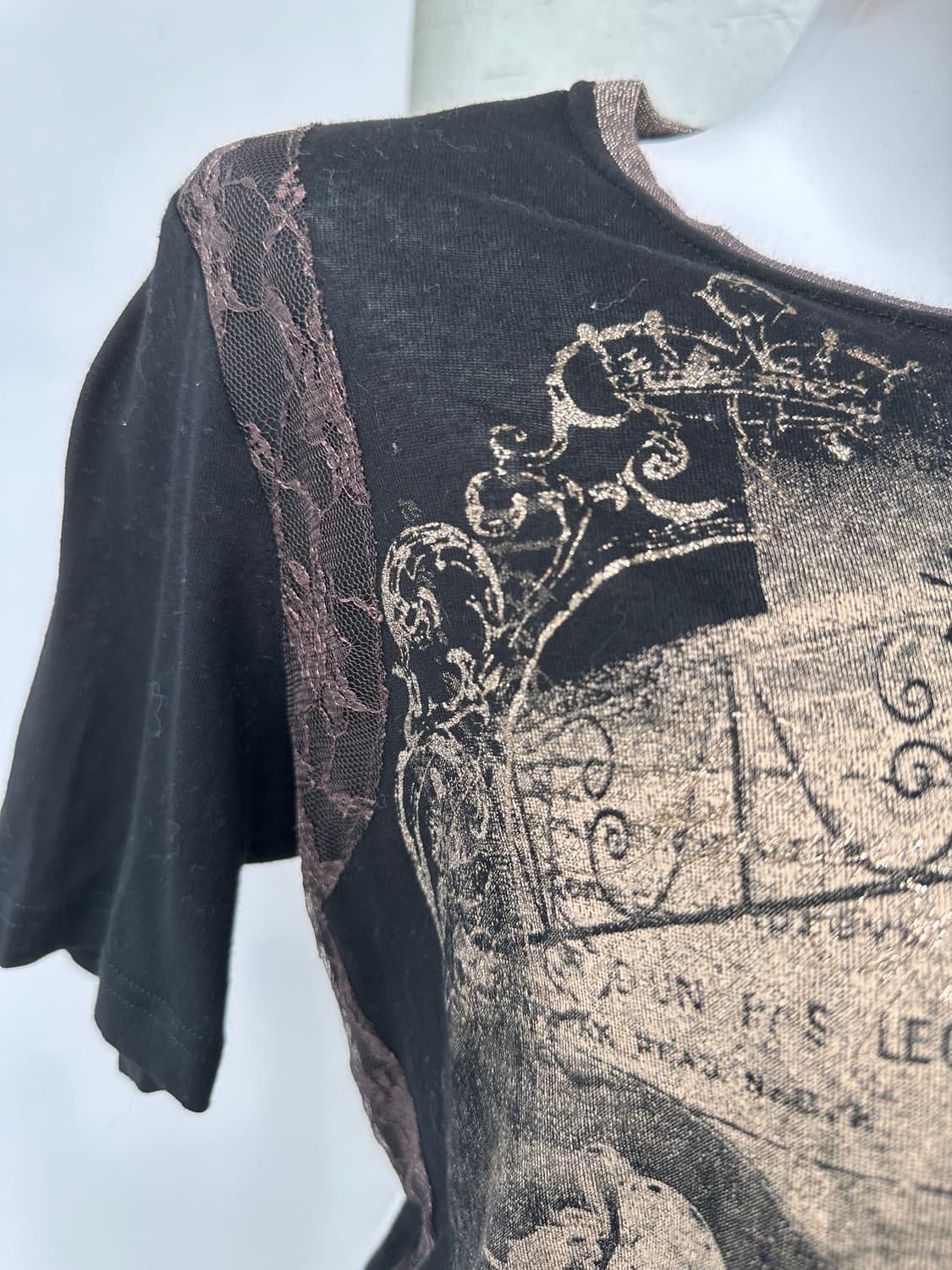 Y2K style vintage print punk 1/2 t 상품이미지3