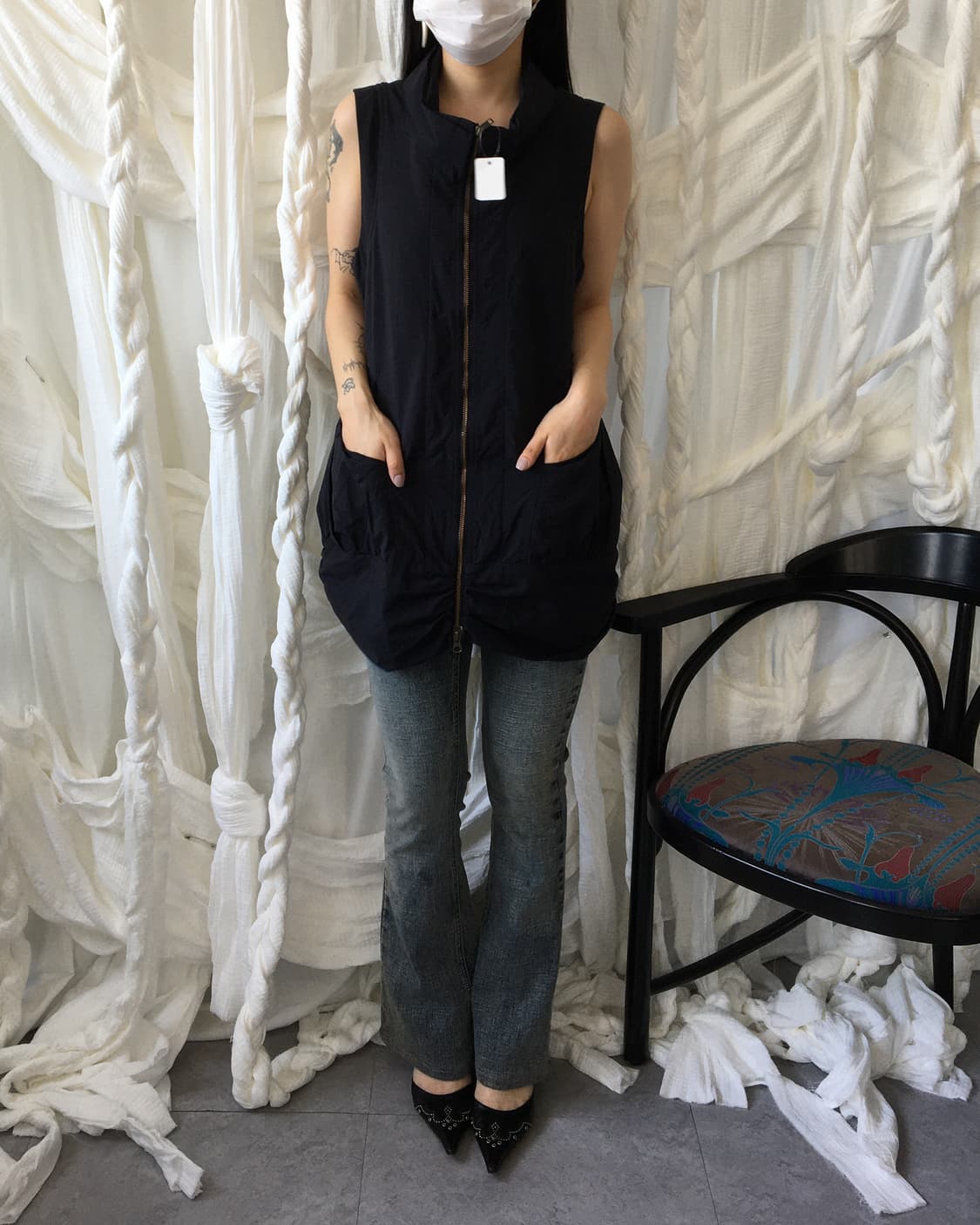 High neck long vest zip up 상품이미지9