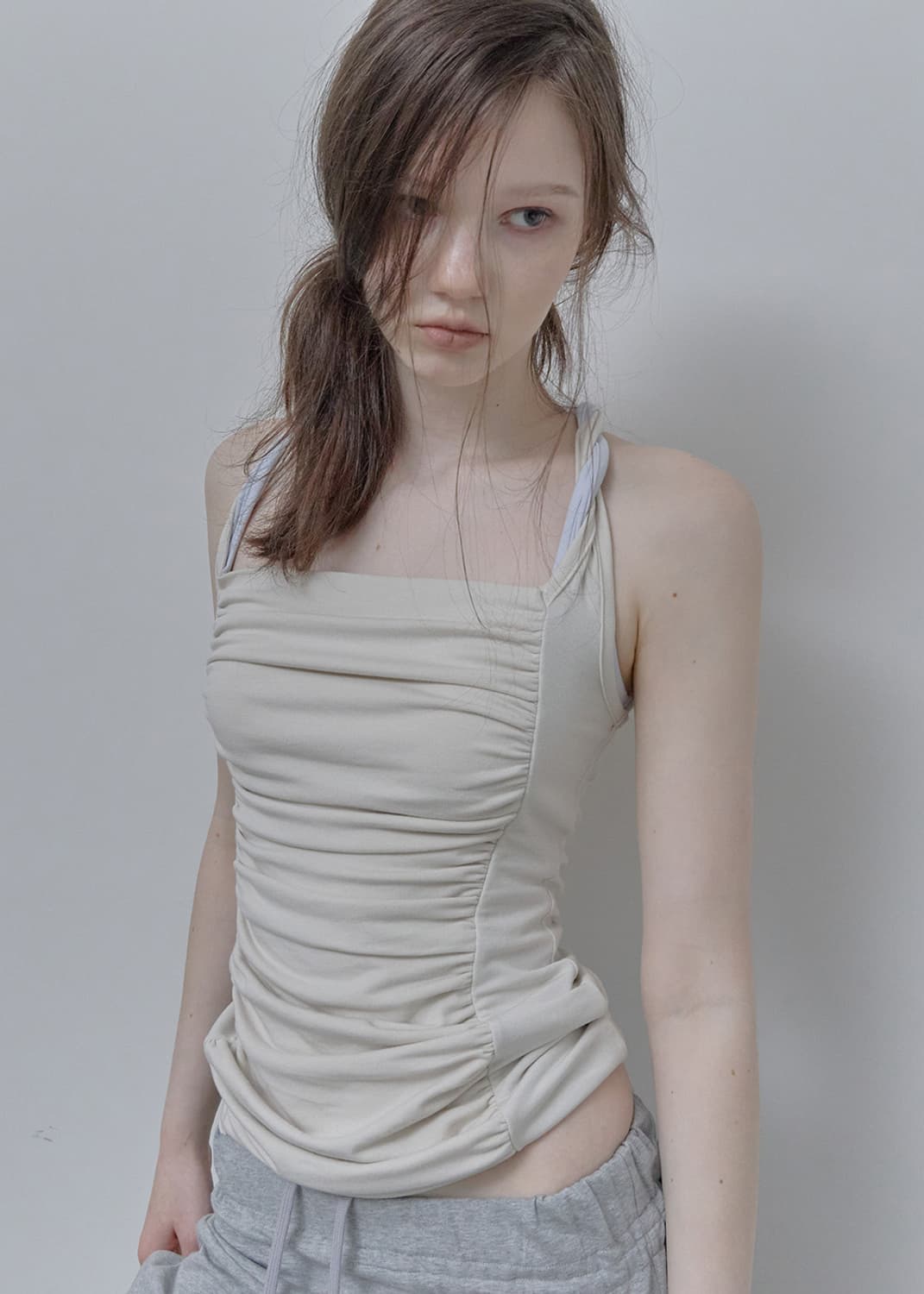필세 philce Mixed drape Sleeveless, Ivory 상품이미지1