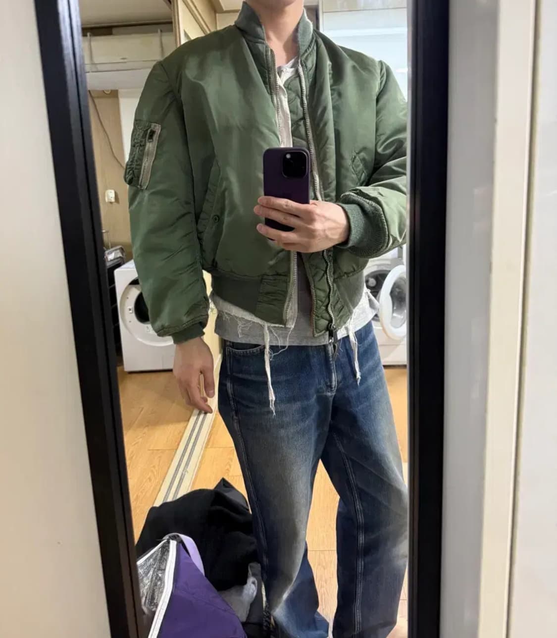 알파인더스트리 80s MA-1 마원 올리브  상품이미지4