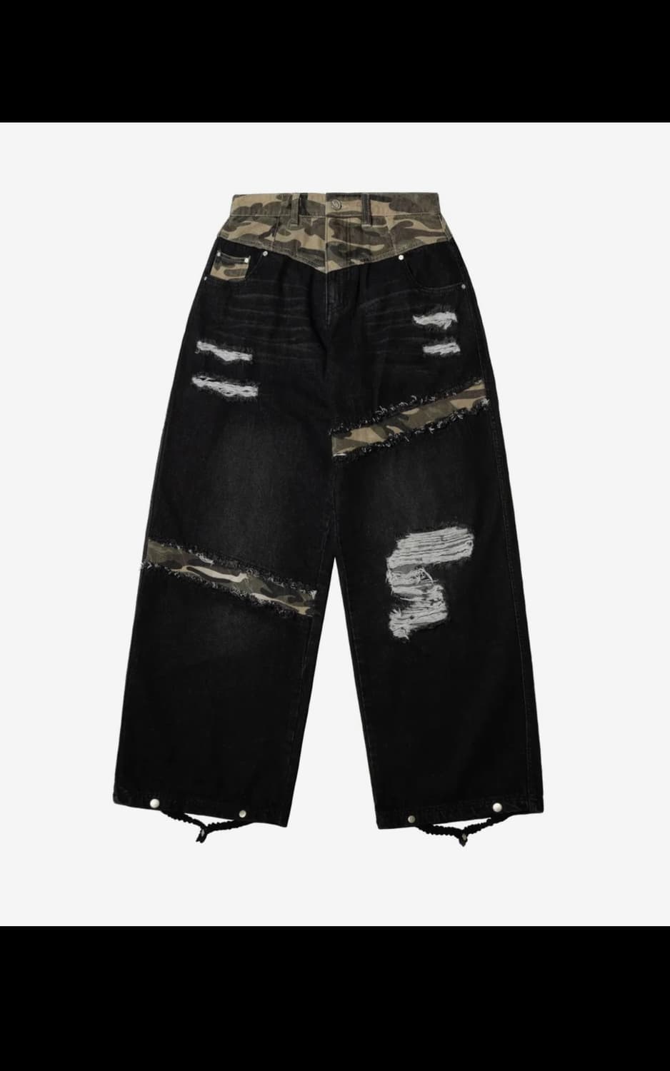 카모 믹스 데미지 와이드 데님팬츠 상품이미지4