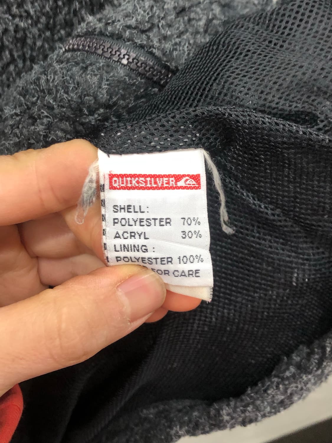 90s 퀵실버 플리스 후드 집업 차콜 상품이미지4