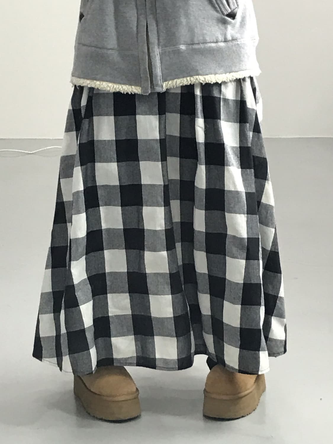Jpn Poly Checked Long Skirts 상품이미지1