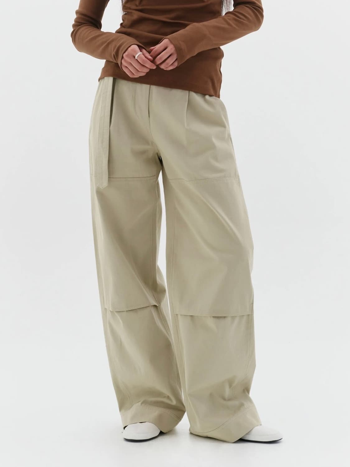 로우클래식 BELTED STITCH PANTS(KH) 상품이미지1