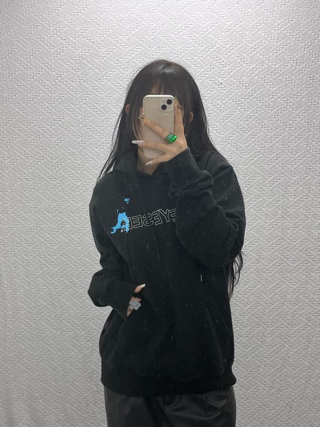 예스아이씨 올드스쿨 프린팅로고 오버핏 후드티 M C08022 상품이미지2